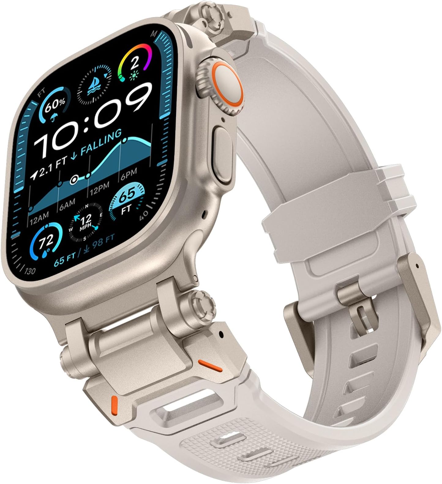 KADESfor Apple Watch Ultra 2 Band 49mm for Apple Watch Band Series 9/8/SE2/7/6/SE/5/4/3/2/1 45mm/44mm/42mm Durable Metal Connector Band, Rugged TPU Sport Replacement Band