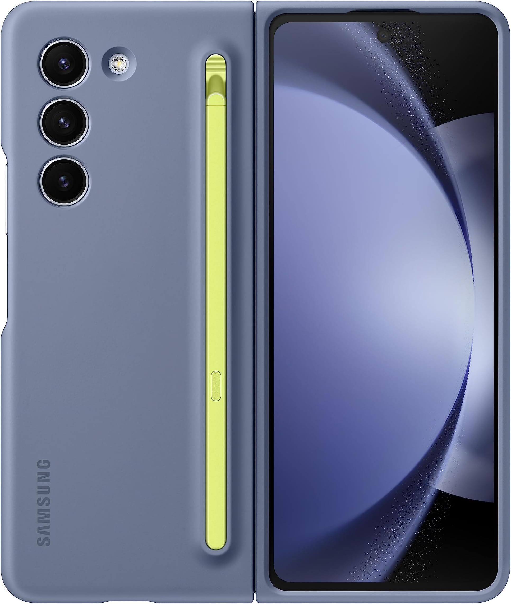 Galaxy Z Fold5 Slim S Pen Phone Case with Built-In New Compact S Pen, Holder and Storage Slot for Pen, Vibrant Color Options, US Version, EF-OF94PCLEGUS, Icy Blue