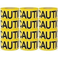 Vista 10 de Cinta amarilla brillante de precaución 3 x 1000 impresa en negro contrastante, 3 pulgadas. Ancha para la máxima legibilidad. Diseño resistente.