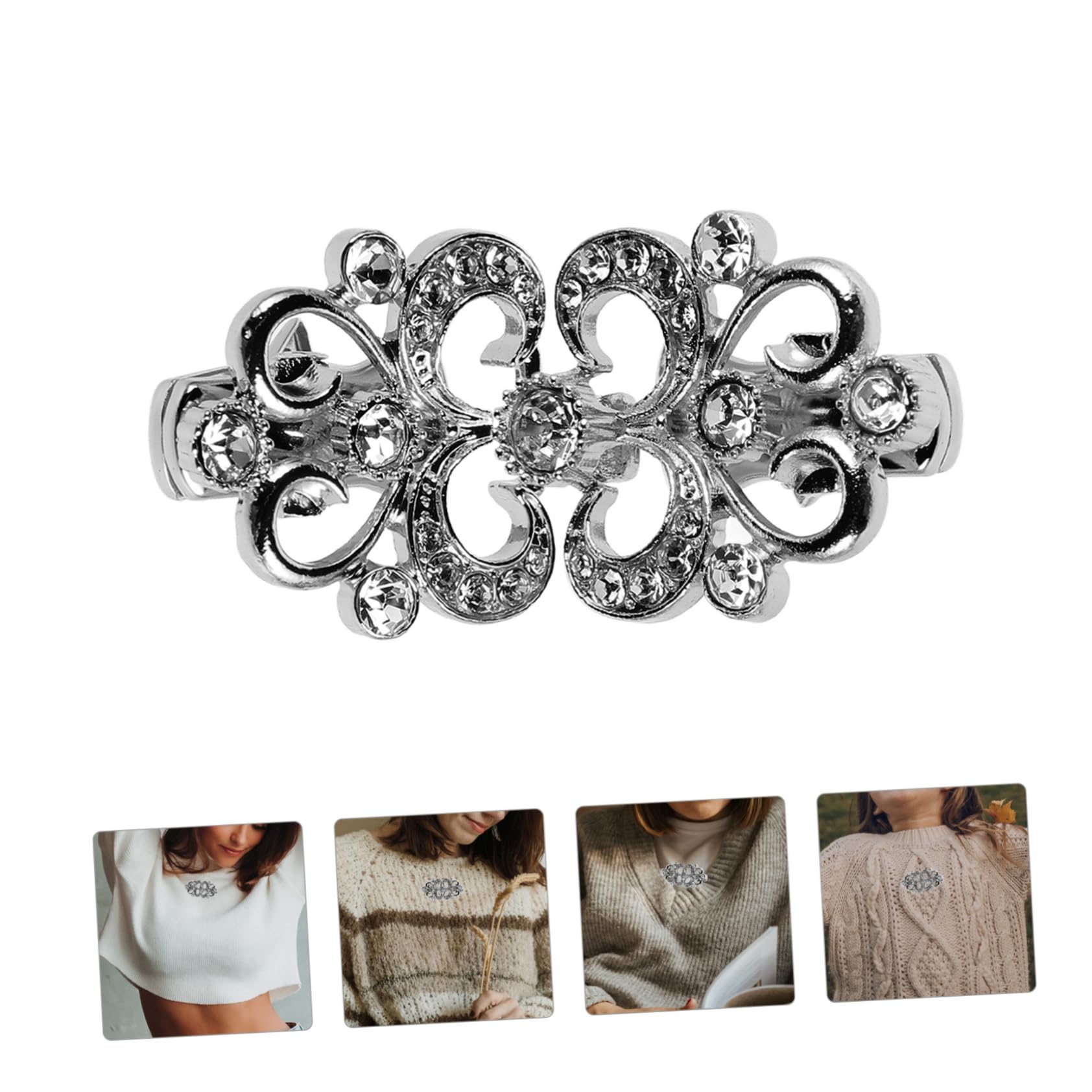 Rhinestone Sweater Uk Shawl Collar Scarf Ring Women's Brooch Pins Dress Tightener Clip Fashion Accessory
