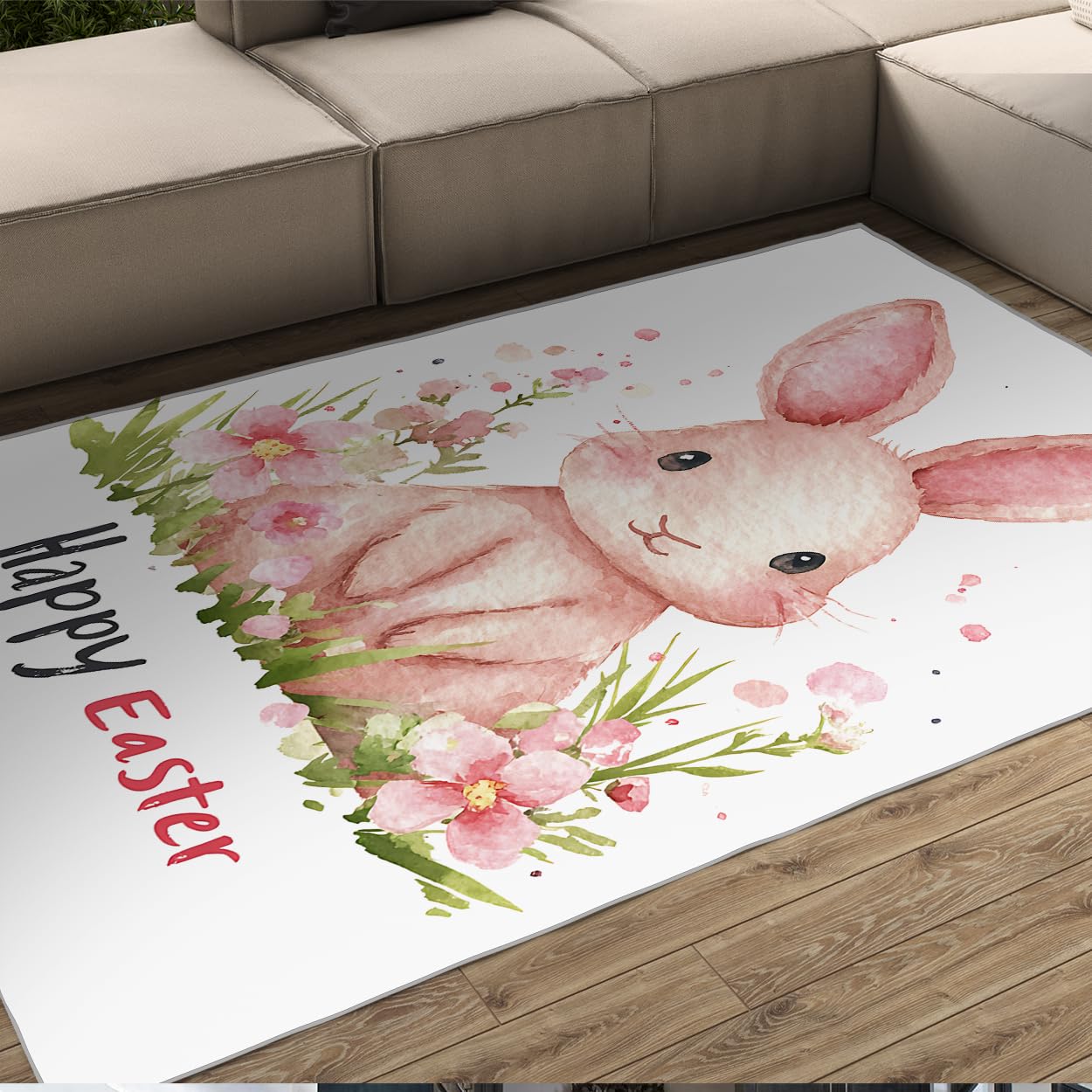 Tapis 120x180cm de Pâques paillassons et carpette de salon antidérapants floraux