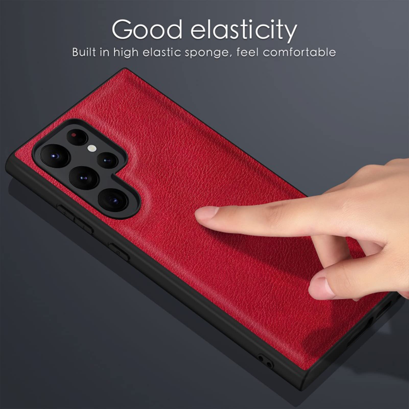 1Hülle für Samsung Galaxy S23/S23 Plus/S23 Ultra, Ultra-dünne Leder Handyhülle,Weiche TPU-Stoßstange Fallschutz Stylische Schutzhülle,Schwarz,S23