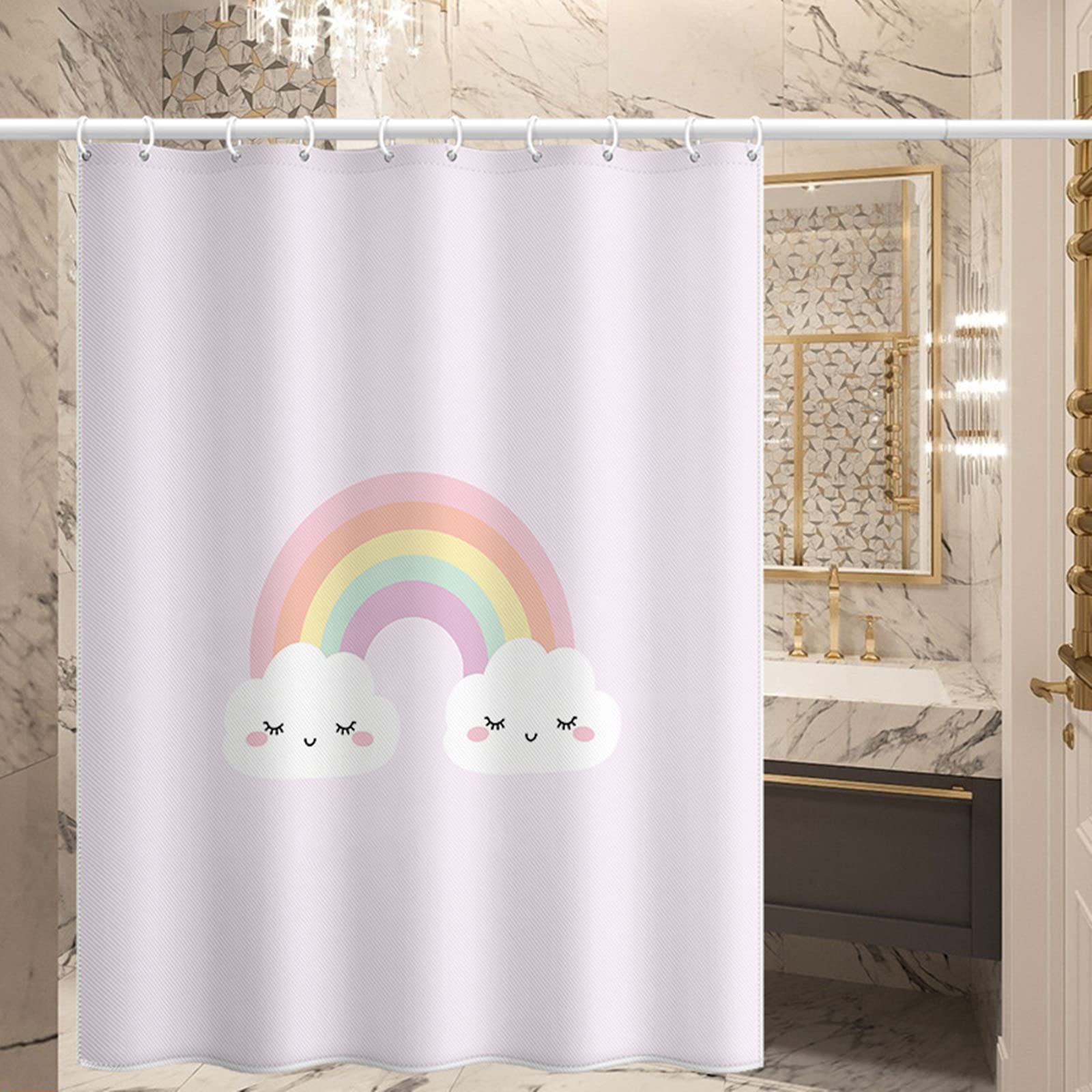 Rideau douche arc-en-ciel 120x180cm polyester salle de bain