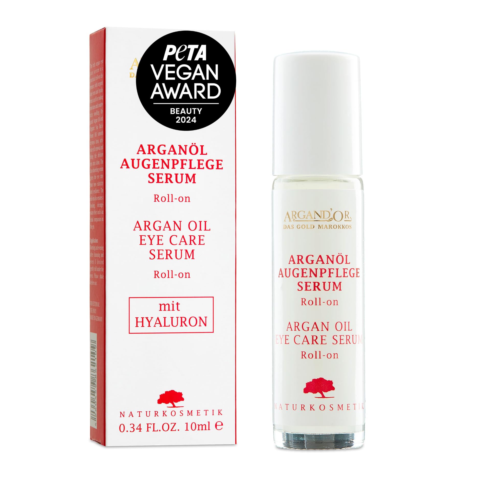 ARGAND'OR veganes Bio Arganöl Augen-Pflege-Serum 10 ml Regeneriert, strafft und wirkt abschwellend Mit praktischem Roll-on Applikator Vegane Naturkosmetik