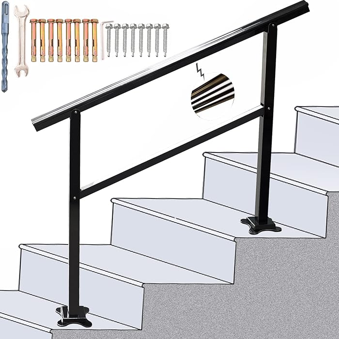 Buy SPACEEUP 3ft Handrail,35 X 36" Handrails for Outdoor Steps Fit 0 to 3 Steps Transitional