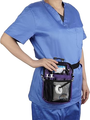 Miniatura 6 de Riñonera para enfermera con soporte de cinta, bolsa de bolsillo para equipo médico con múltiples compartimentos, bolsa organizadora de enfermería,