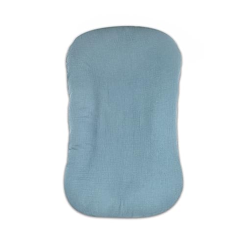 Funda de muselina para tumbona de bebé, funda suave de algodón orgánico para recién nacidos, para bebés niños y niñas (azul)