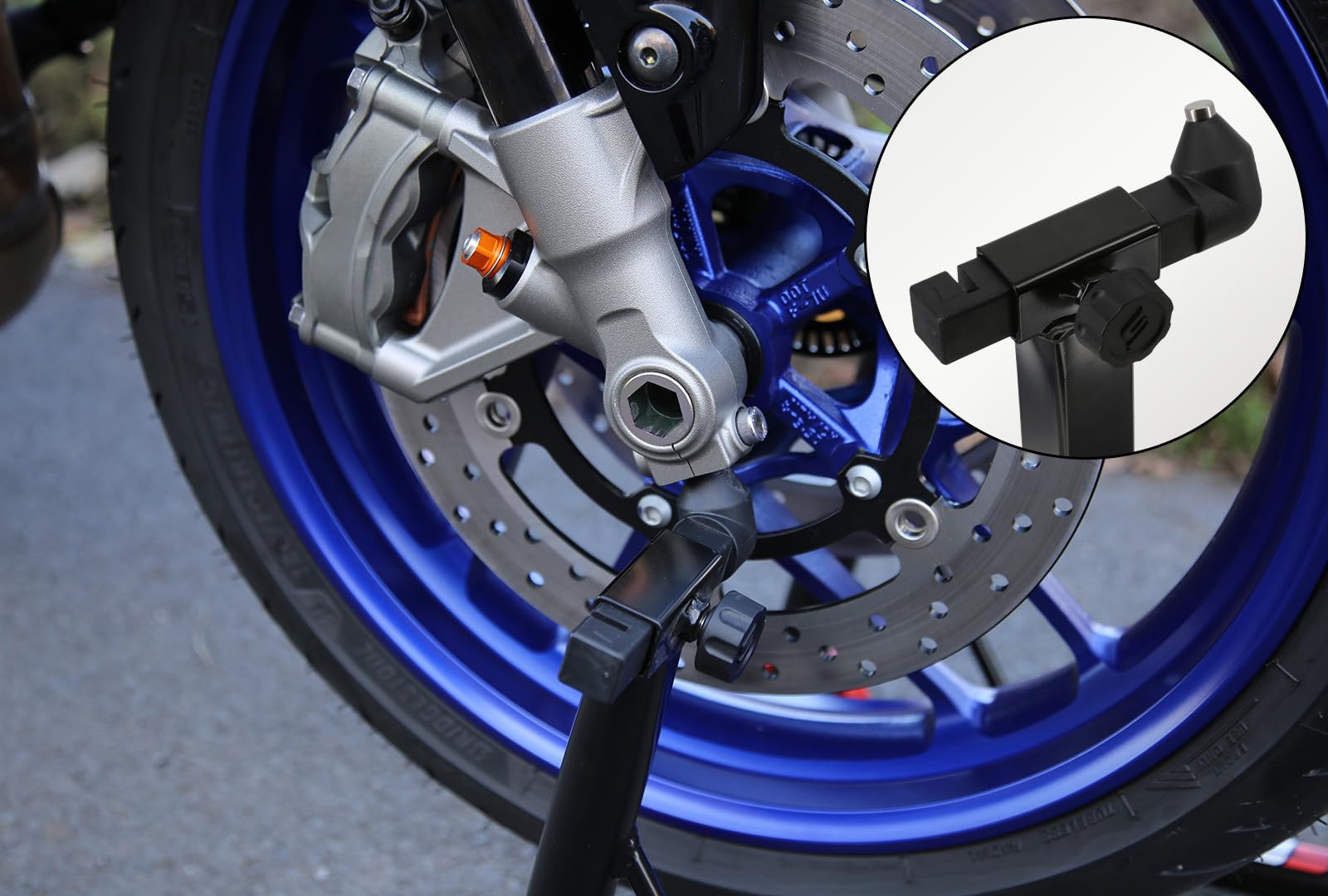 SEFIS M20U stojak na motocykl, zestaw przednich kół, podnośnik do motocykli, stojak serwisowy, stojak do montażu przedniego motocykla, składany (trzpień)