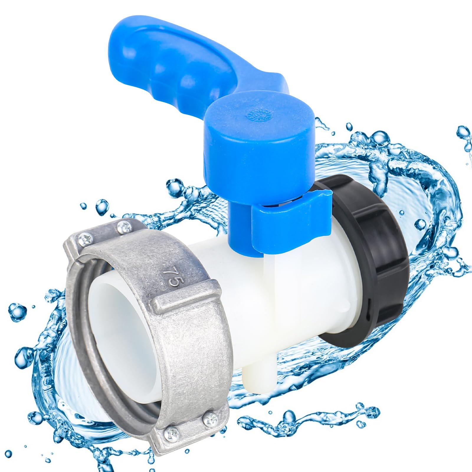 Adapter IBC do zaworu kulowego IBC - DN50 - 75 mm - Akcesoria do zbiornika IBC - Zawór spustowy - Zawór zatrzaskowy do pojemnika IBC, zbiornika wody, zbiornika na deszczówkę