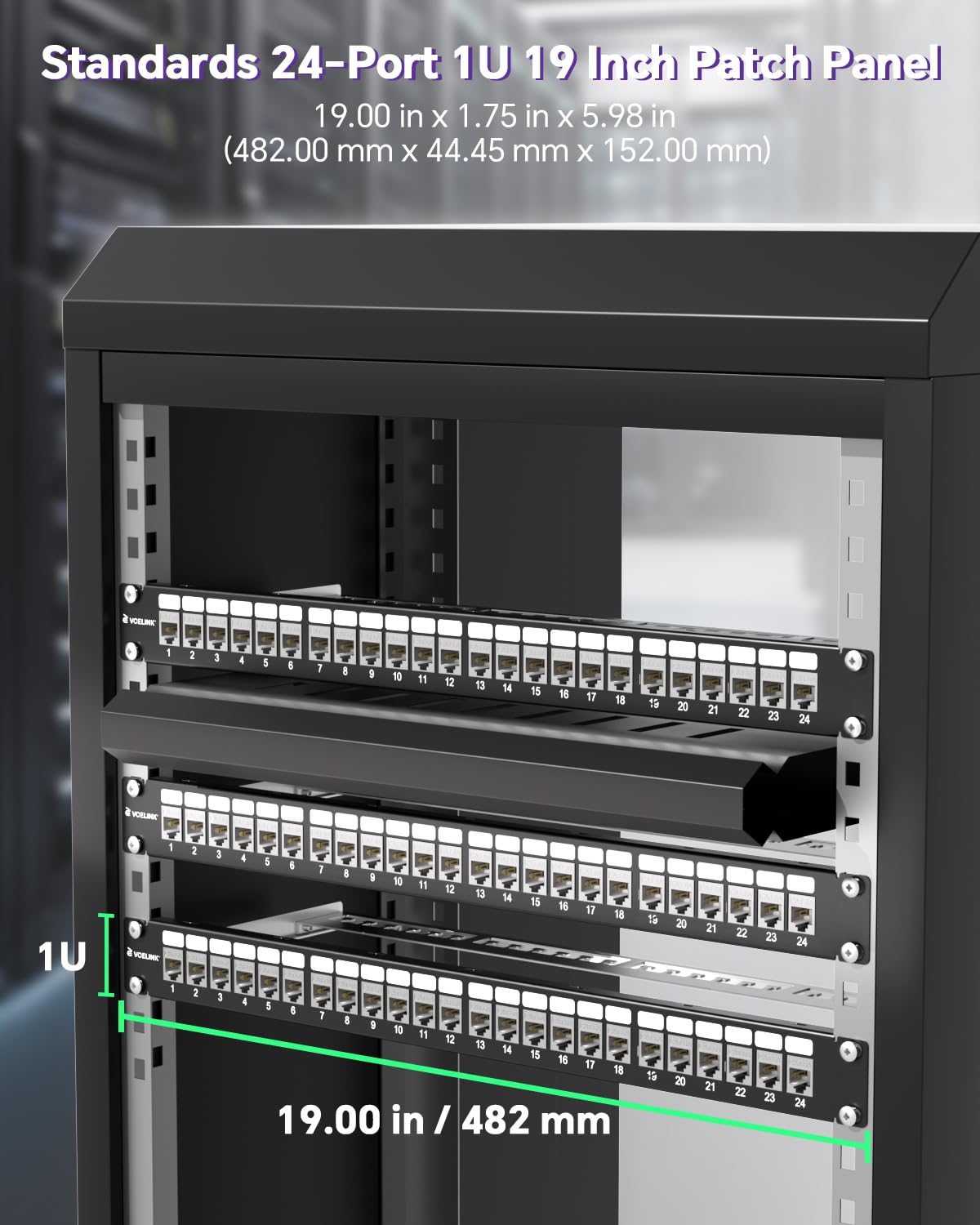 VCELINK Juego de paneles de conexión de 24 puertos modular en pulgadas + 24 módulos Keystone RJ45 compatibles con CAT6a
