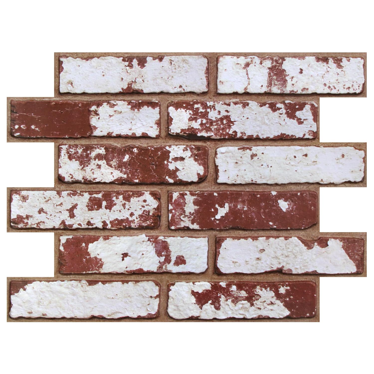 COMSTICKC 3D Faux Brick Wall Panel Self Adhesive Wall Stickers, 10 Sheets 15.7" x 11.8", Lightweight Thin PVC 3D Peel and Stick Fake Brick Decorative Tiles for DIY Wall Decor, Distressed Red