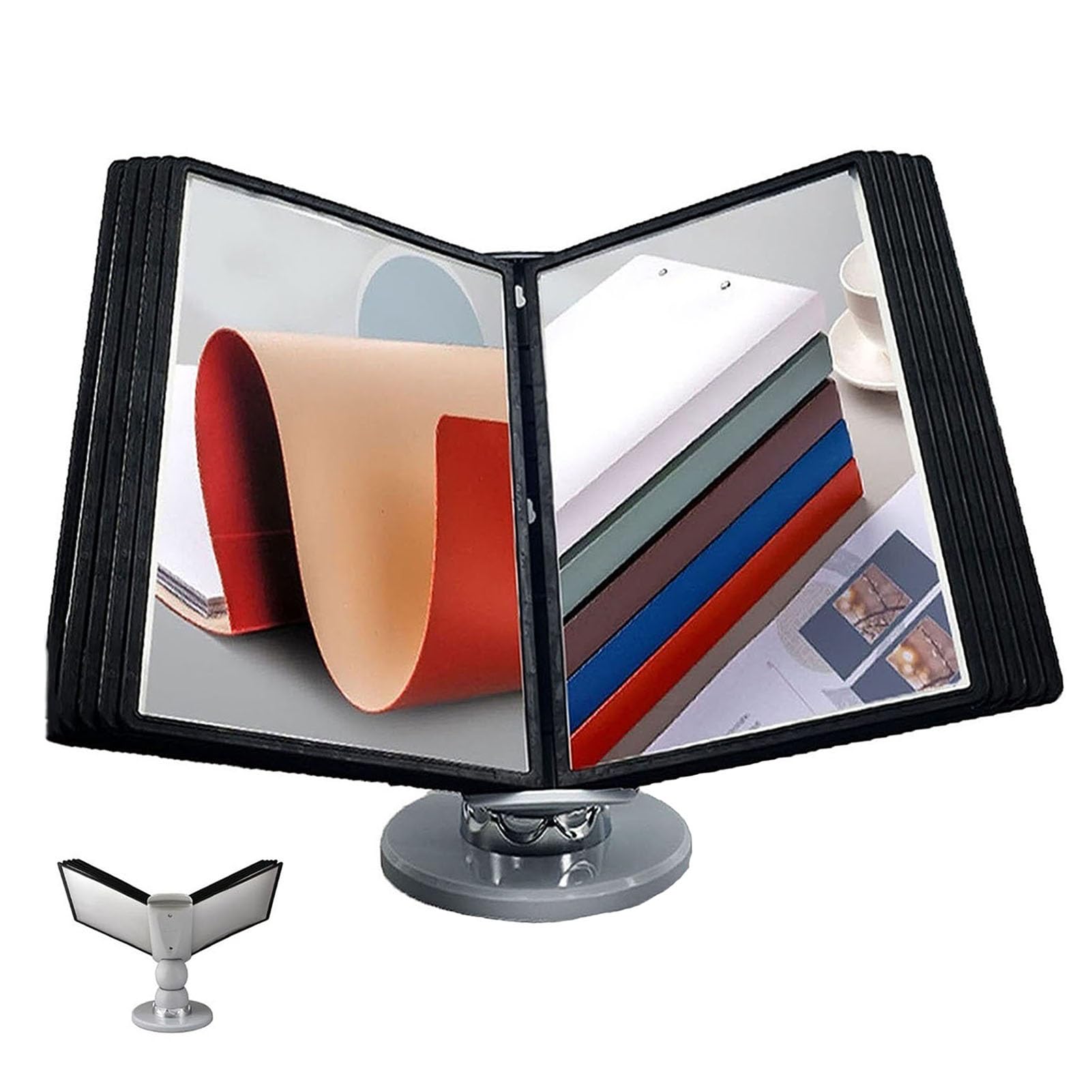 JYBNBBE Flip File Organizer Intended for Desk, Wall Mount Reference Organizer, Adjustable Desk Flip File Holder, 10 Showcase Pockets, 20 Paper Sheet Capacity, Desk Reference