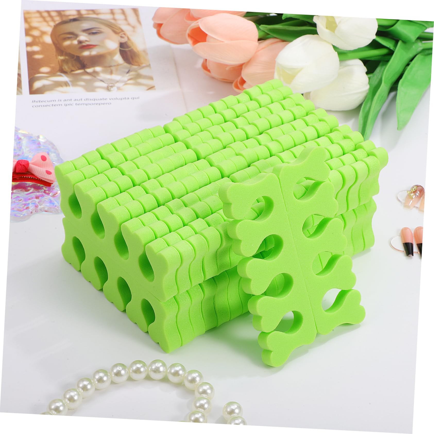 SHERCHPRY Separatore le Dita dei Piedi a Forma di Cuore in Spugna Verde, 100 Paia Usa e Getta, Comodo per Manicure Professionale e Uso Personale