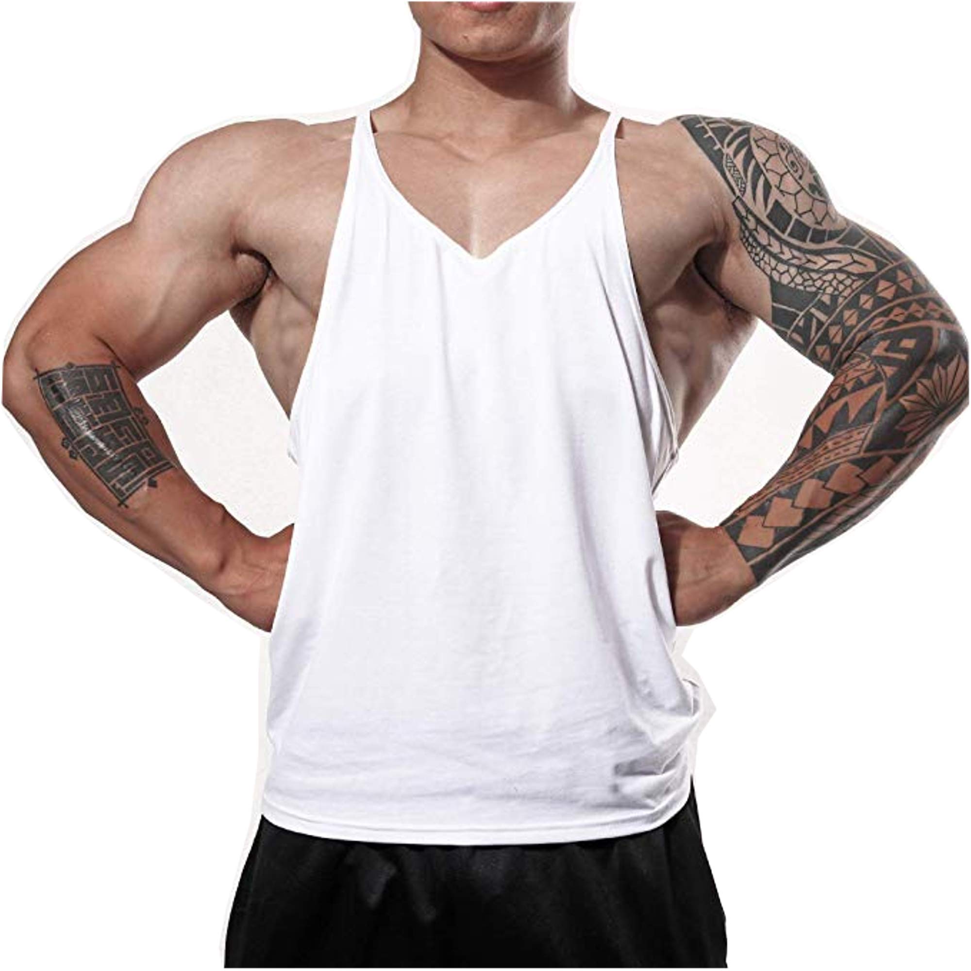 Men's Gym Stringer Tank Top Bodybuilding Athletic Workout Muscle Fitness Vest-image-37