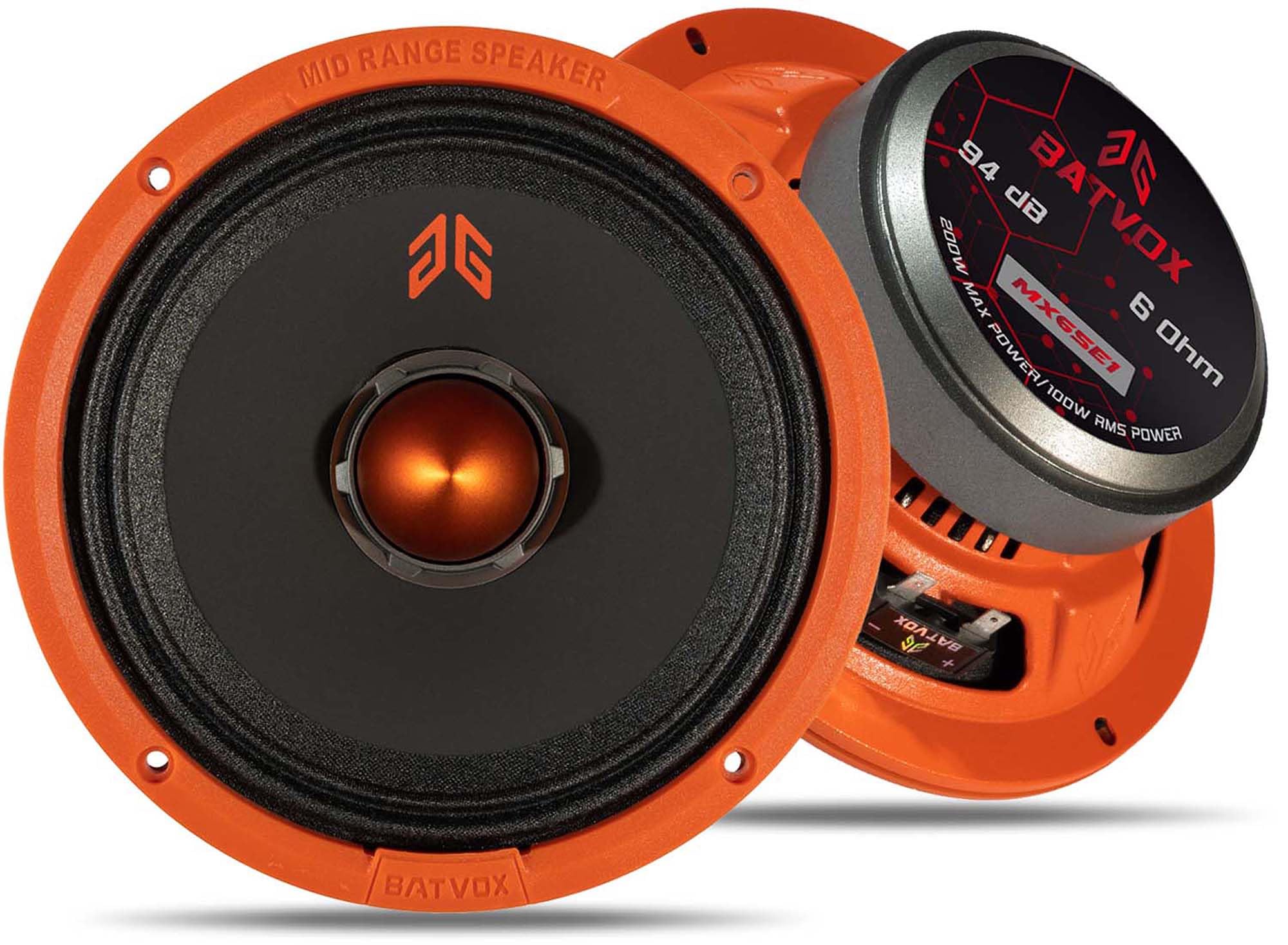 GRTSKY MX65E1 Loudspeaker 6.5 Inch Midrange 400 Watts 6 Ohms Orange Bullet, Premium Quality Audio Door Speakers for Car or Truck Stereo Sound System,