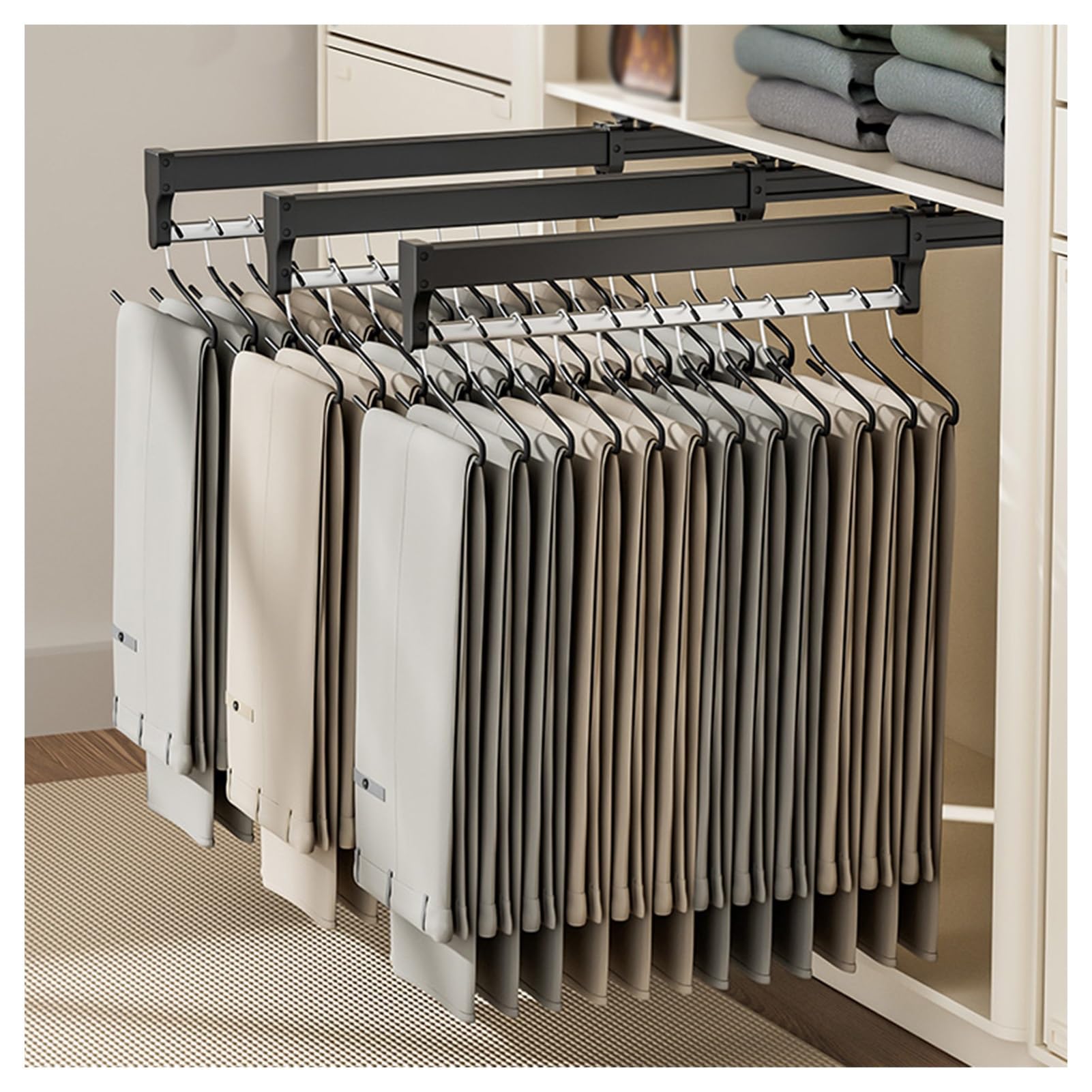 GLETSF Adjustable Heavy-Duty Clothes Rail Rack, 30-60cm Space-Saving Wardrobe Rod for Trousers & Garments, 25kg Load Capacity, 600mm Closet Organizer,One Color-550mm/21.6inch
