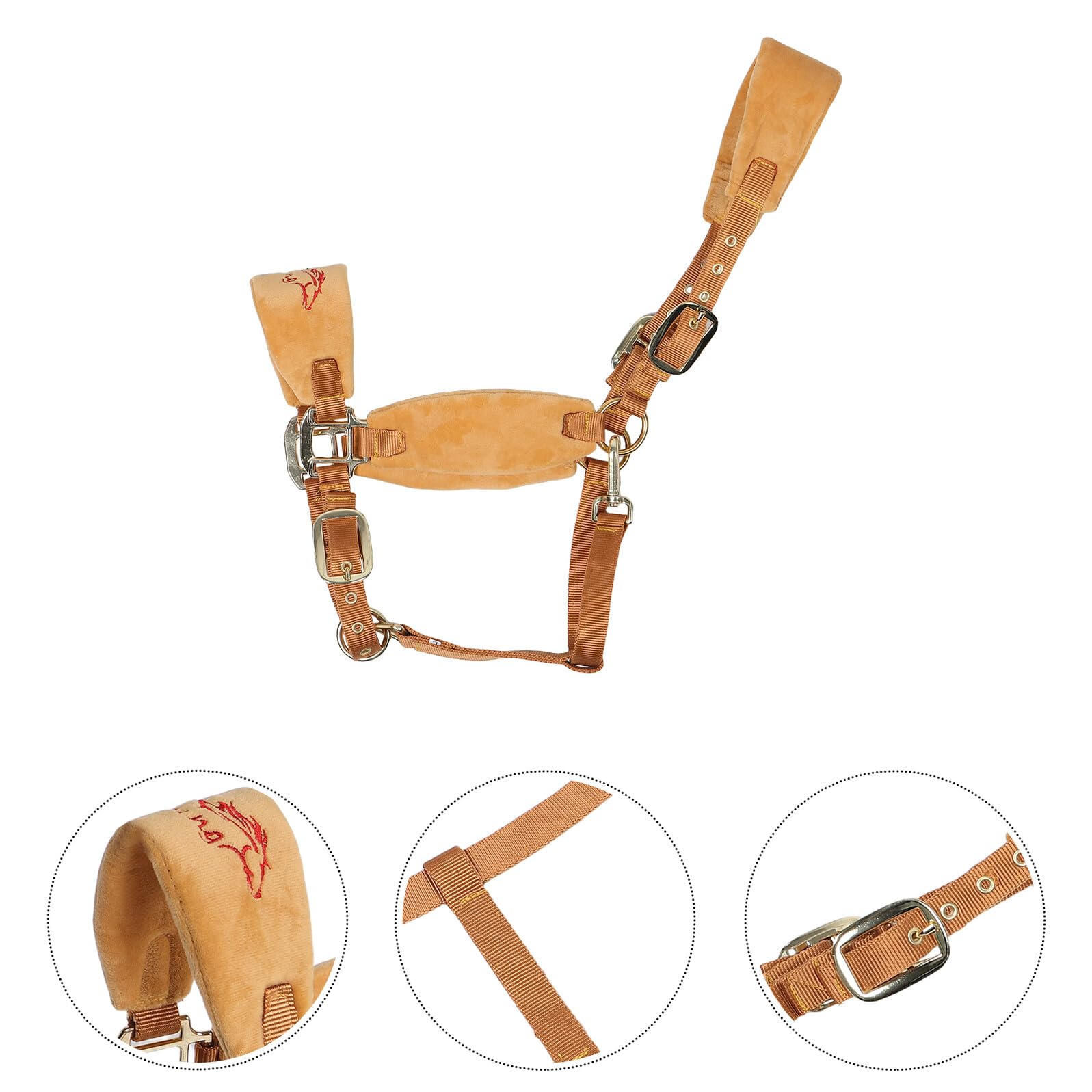 Cabestro Ajustable con Acolchado para Caballos Cabezada Portátil para Entrenamiento Carreras y Exhibiciones Equipo de Equitación Amarillo