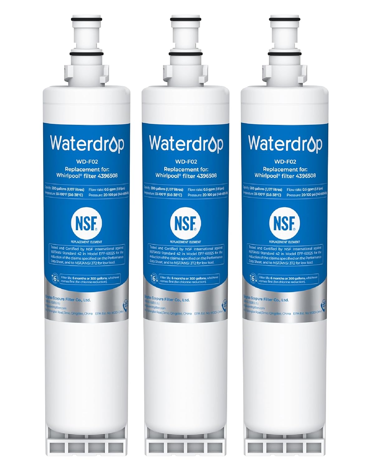 Waterdrop 4396508 Replacement for Everydrop Filter 5 EDR5RXD1 Whirlpool WF-NLC240V 4396510 NLC240V PNL240V 4396508p 4396547 4392857 LC400V Refrigerator