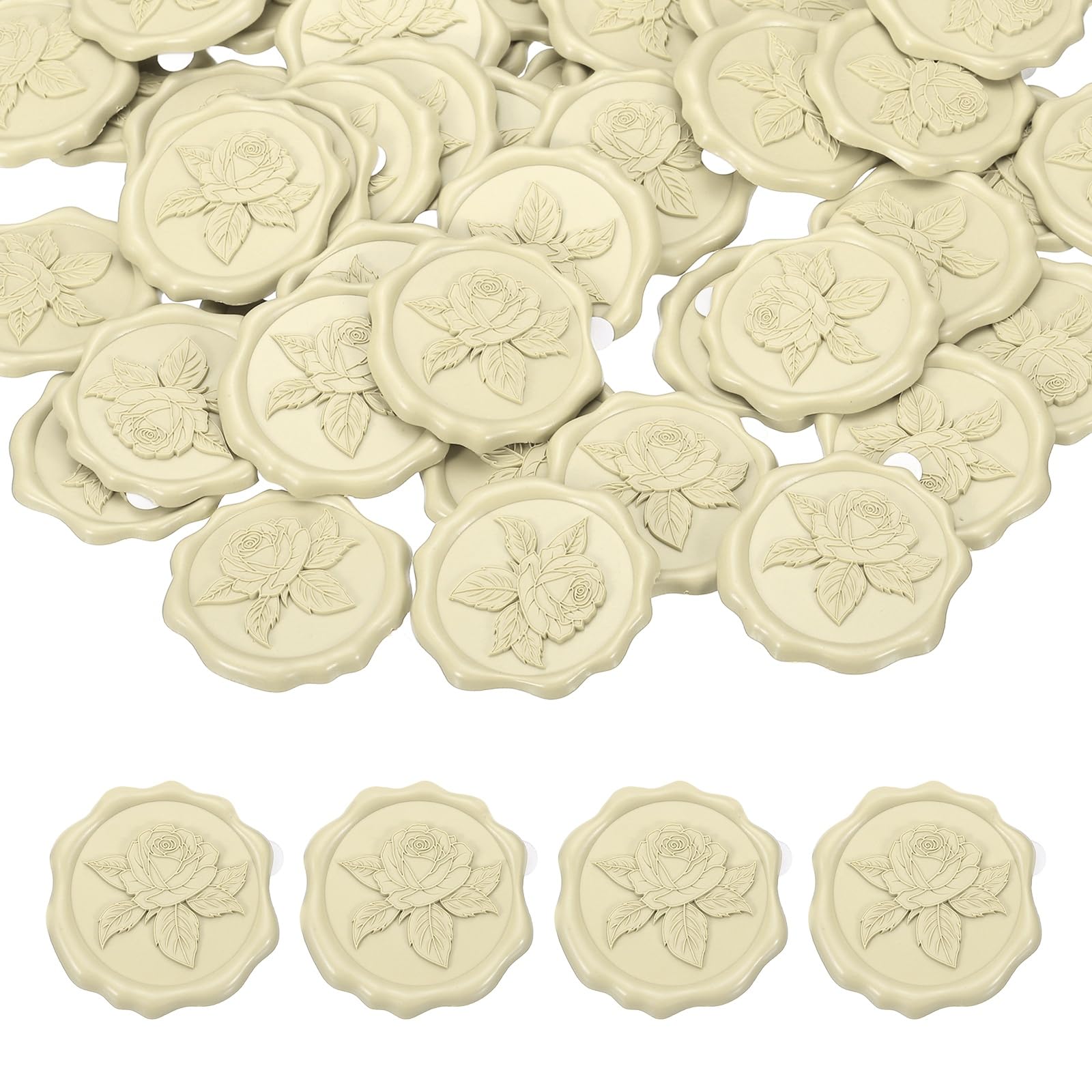 PATIKIL 50Pcs Rose Wax Seal Stickers, Love Embossed Self Adhesive Backed Envelopes Seal Sticker Accessories for Wedding Invitation Letter Birthday Party Gift, Grey White โ image 1