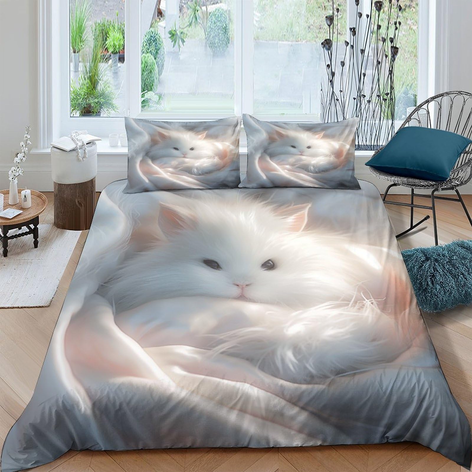 Housse de couette 200x200 lapin angora pour créer un cocon douillet dans votre lit double