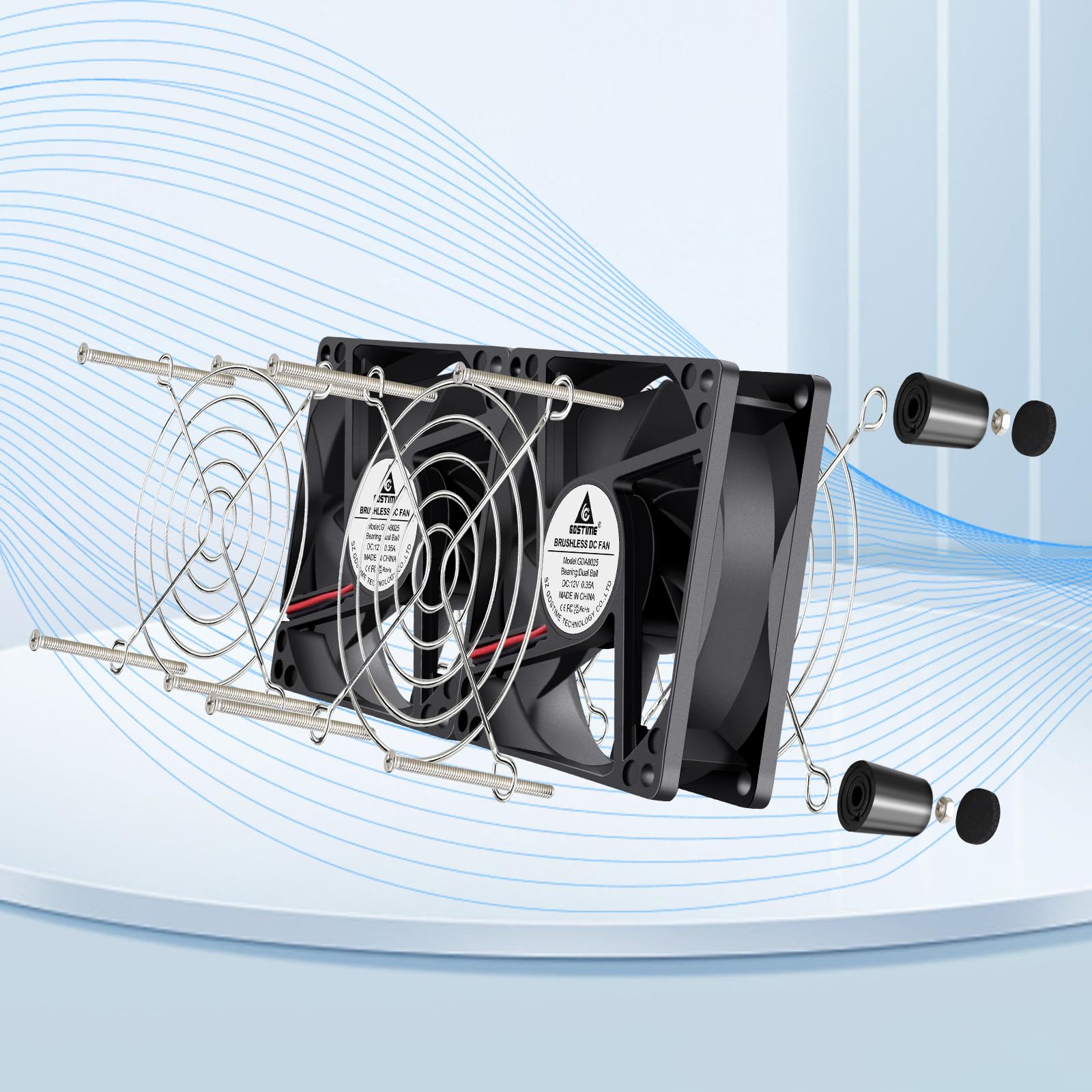 GDSTIME Ventilatore 220 V 80 mm a cuscinetto a sfera doppio 80 x 80 Ventilatore 230 V PC Ventilatore con controller di velocità regolabile per PC Router TV Box Mobile