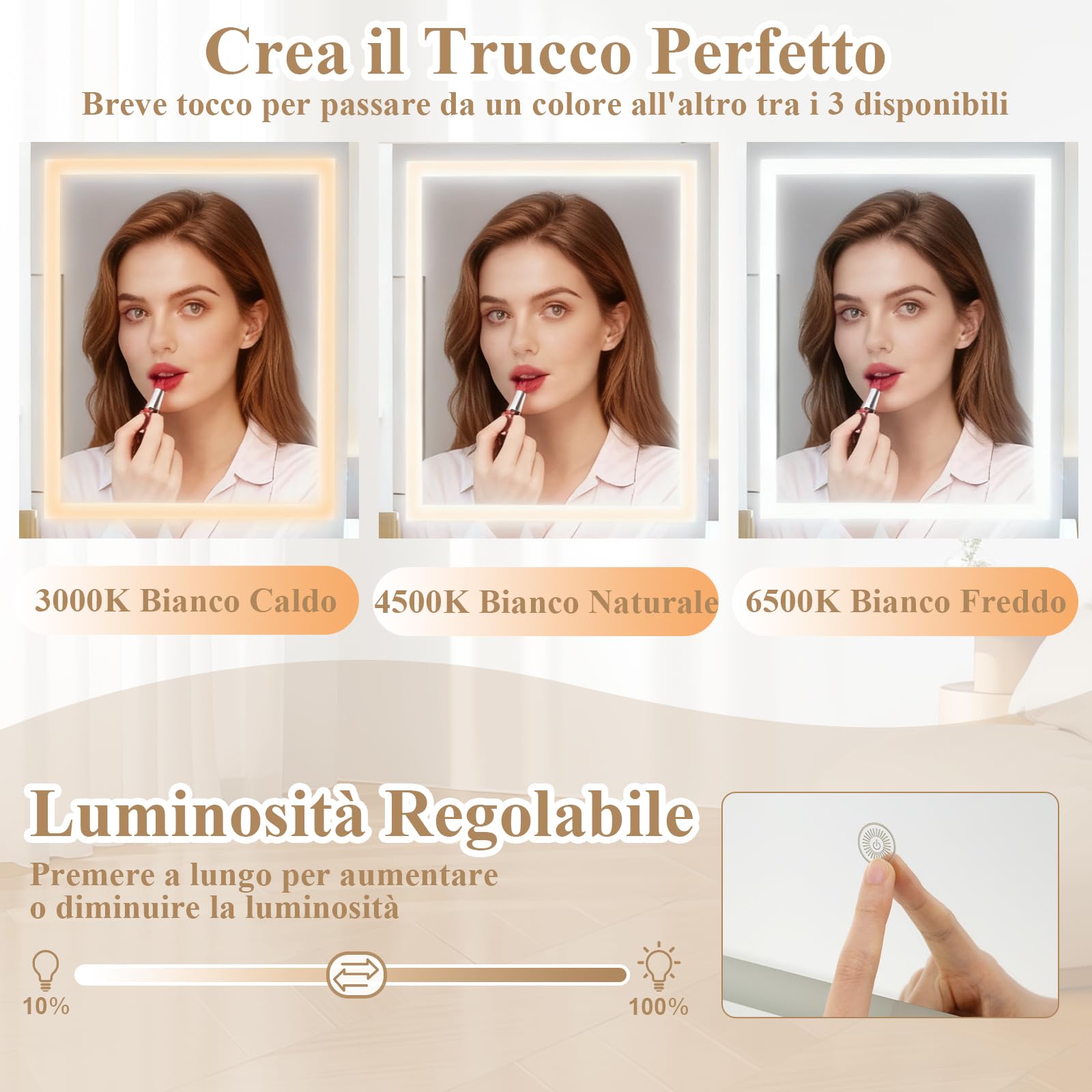 RELAX4LIFE Toeletta Trucco con Luci LED e Stazione di Ricarica, Tavolo da Trucco con Sgabello, 3 Colori di Illuminazione, Luminosità Regolabile, 3 Ripiani e 2 Cassetti per Camera da Letto