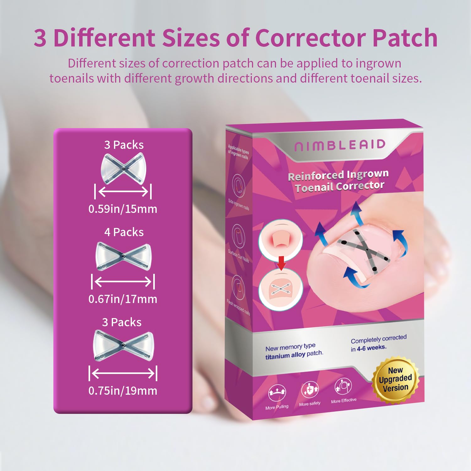 10 Patchs X-Shaped Upgrade Titanium Alloy Ingrown Toenail Corrector,At Home Ingrown Toenail Treatment for Man and Women,Ingrown Toenail Removal Kit,Curved Toenail Straightener (1 Count (Pack of 16))