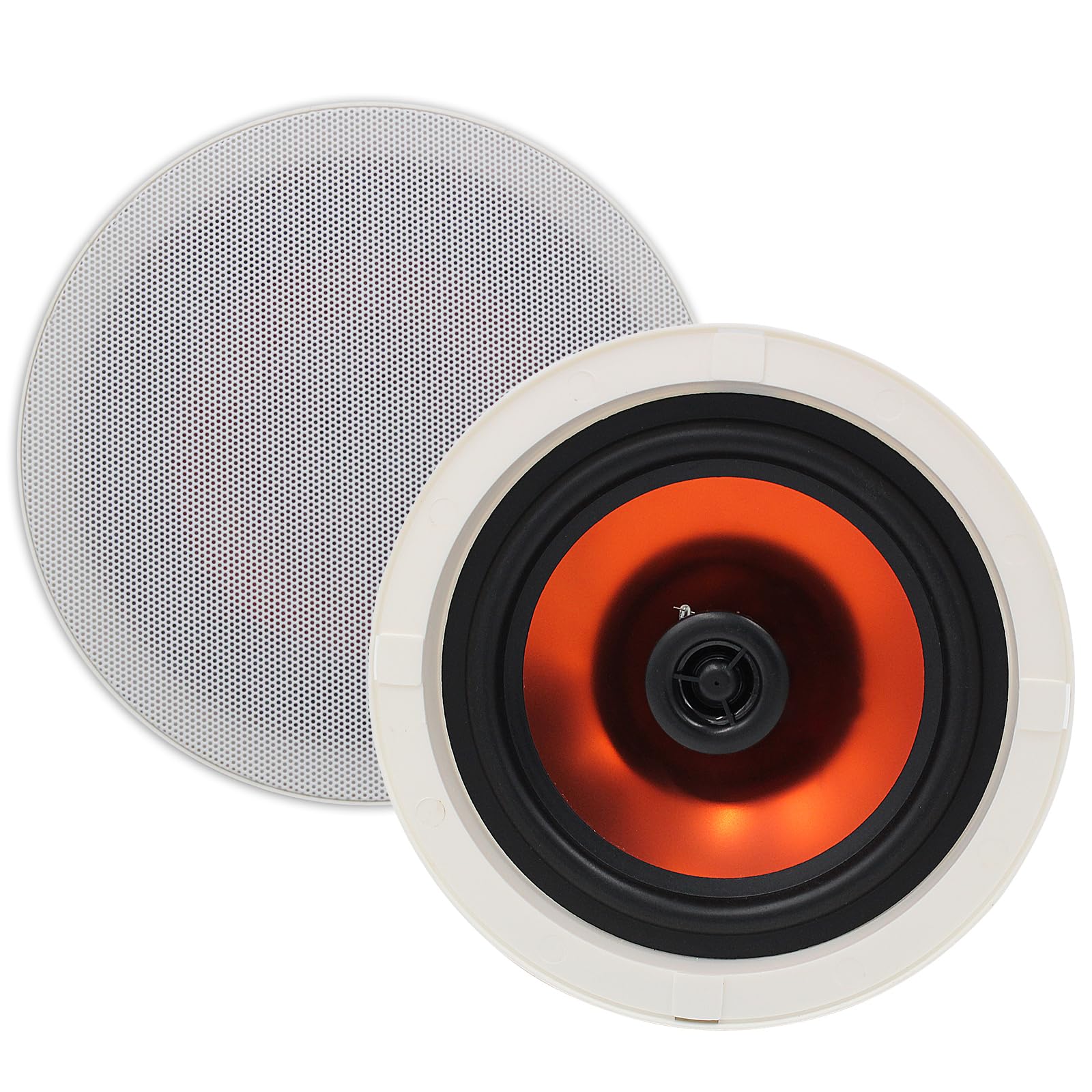 Herdio 6.5 Pouces 300Watts Enceinte encastrable Plafond, Encastré 2 Voies dans Le Plafond des Enceintes murales pour la Cuisine, Salle de séjour, Porche Couvert(300 Watts)