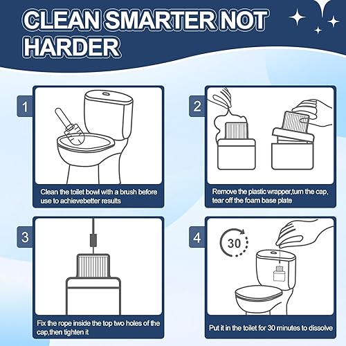 Miniatura 6 de Msvvko Limpiadores de inodoro, pastillas limpiadoras azules en botella, desodoriza, refresca olores, se echan en el tanque del inodoro, liberación