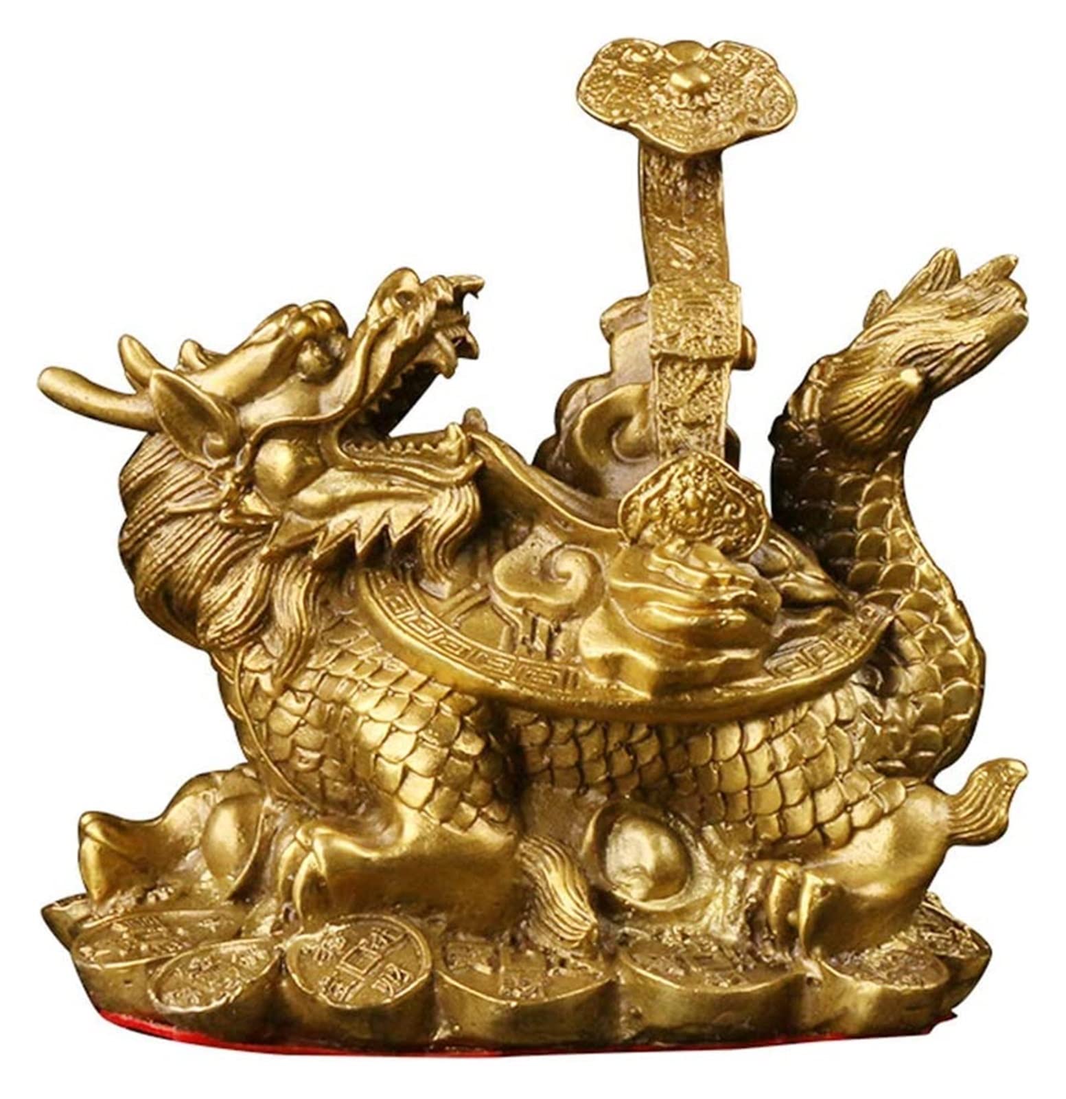AOYUFeng Shui Home Decoration Ornaments Feng Shui Brass Statue Dragon Turtle With Ru Yi Sculpture Wealth Prosperity Ornament,Best Housewarming Congratulation Gift Home Decor (Color : L) Happy house