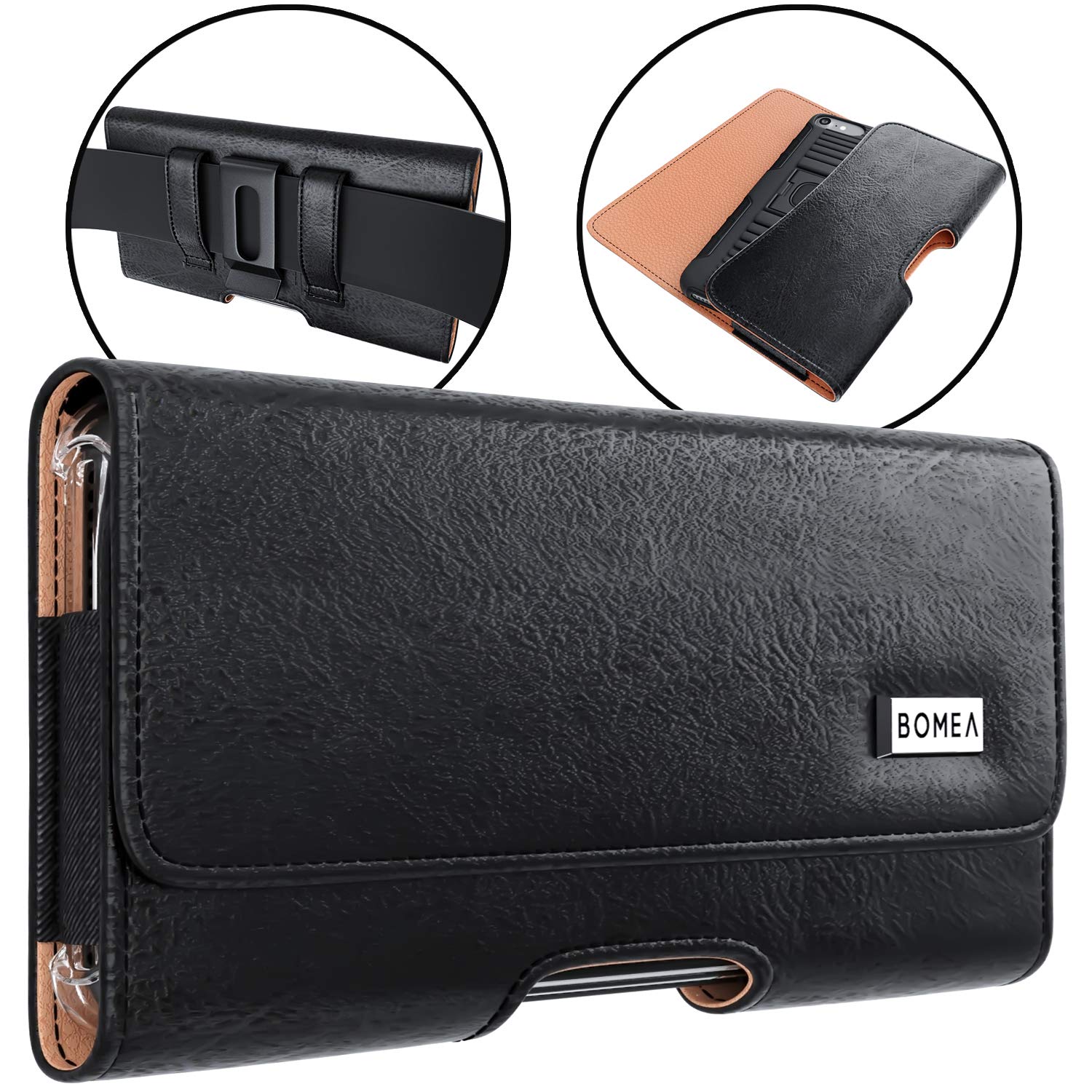 Bomea Galaxy S20+ Plus Holster, Samsung Galaxy Note 8 / 9 / 10+ Plus Leather Belt Case with Belt Clip Cell Phone Belt Holder Holster Case (Fits Galaxy Note 10+ Plus / S20+ Plus with Case on)