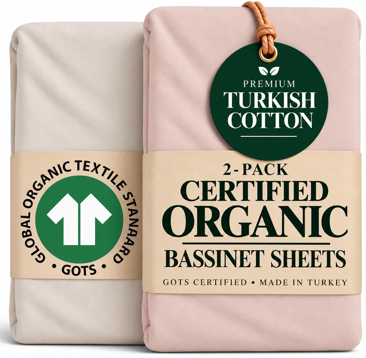 Bunnyjik Organic 20x30 Fitted Sheets for Nestig Mini Crib, Guava Lotus — image 1