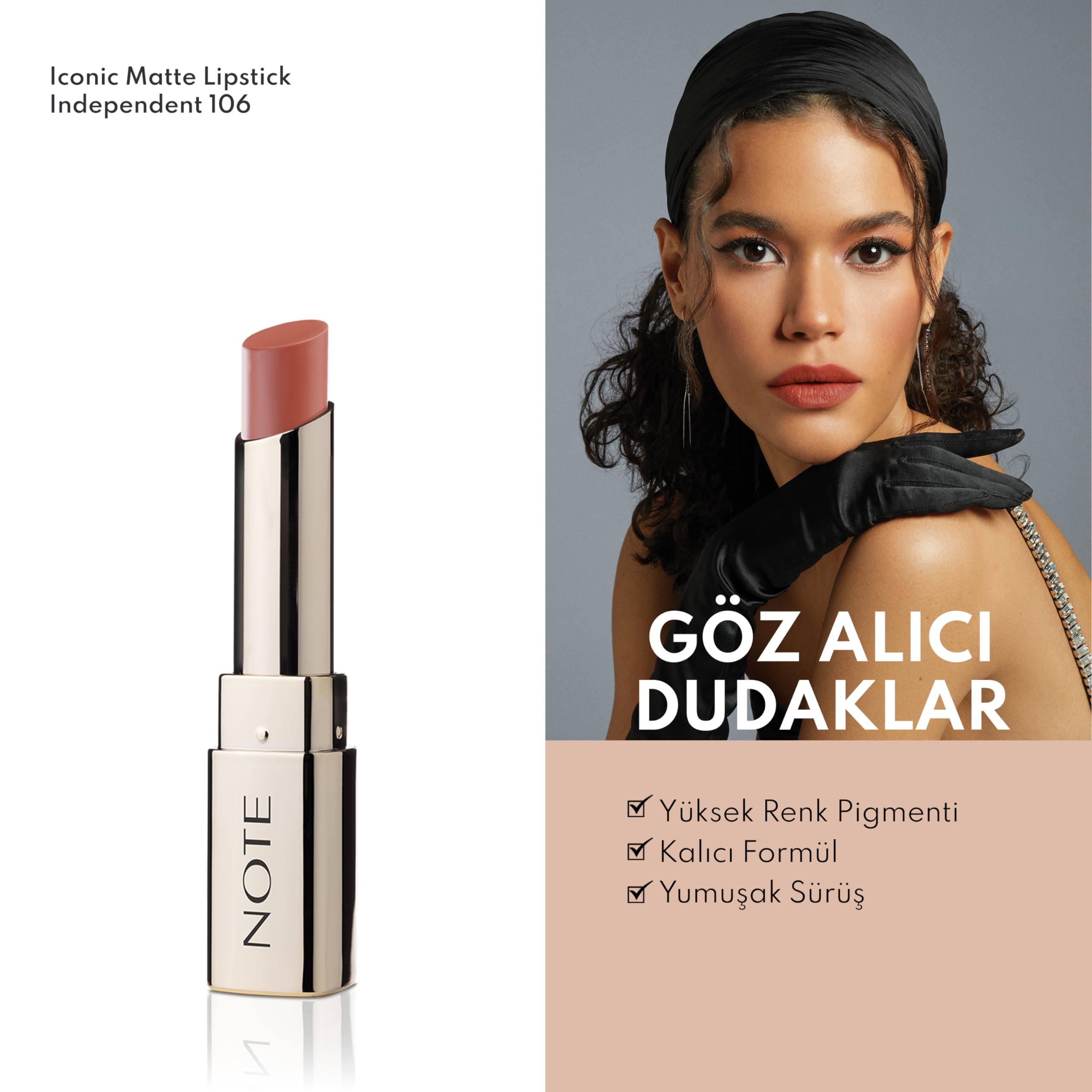 Note Cosmetics Iconic Matte Lipstick 106 Independent Kalıcı Mat Ruj, Nude