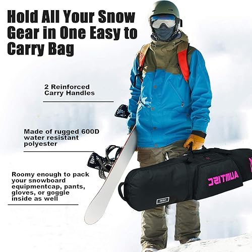 Miniatura 5 de AUMTISC Bolsa de snowboard acolchada para bolsa de viaje con compartimentos de almacenamiento, correa para el hombro y bolsillos para equipos,