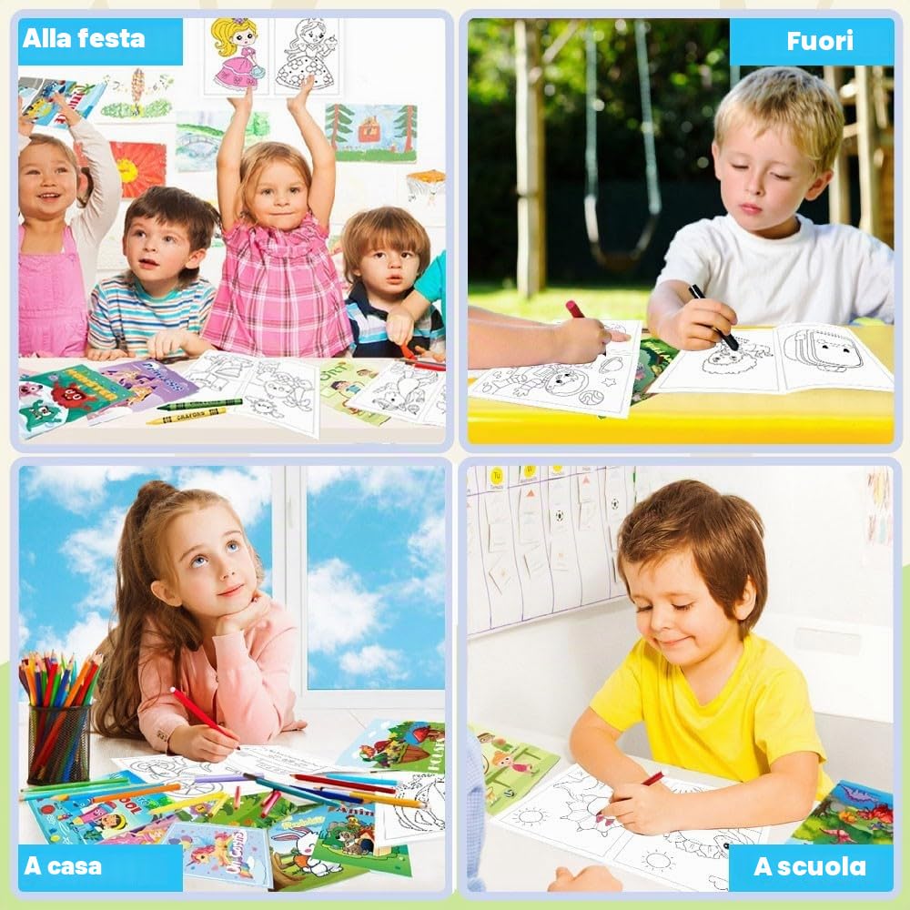 Aannanl 24 mini libri da colorare adattati per bambini dai 2 ai 4 anni e dai 4 agli 8 anni, piccoli regali per feste, regali di completo, reimpetivi per sacchi regalo, attività scolastiche in aula