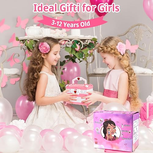 Miniatura 7 de Kit de maquillaje infantil para niñas, juego de maquillaje de princesa lavable real, 66 piezas de juguetes de Mqsiuve para niñas, regalo de Navidad