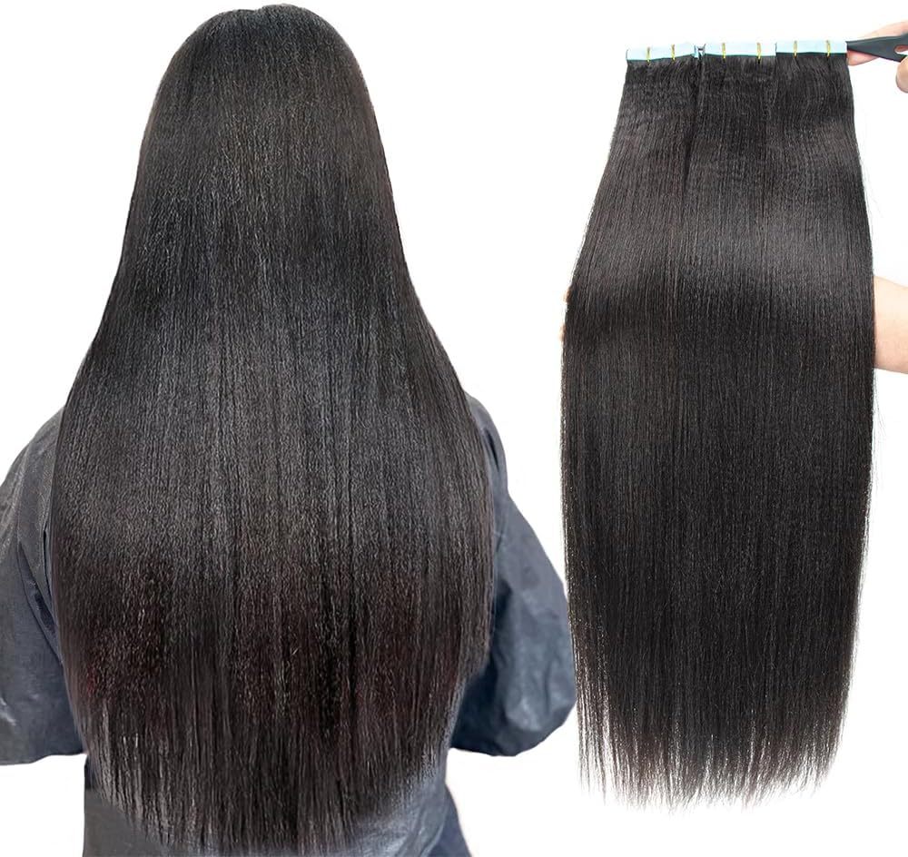 Isheeny Light Yaki Tape In Hair Extensions Human Hair Black Women Yaki Straight