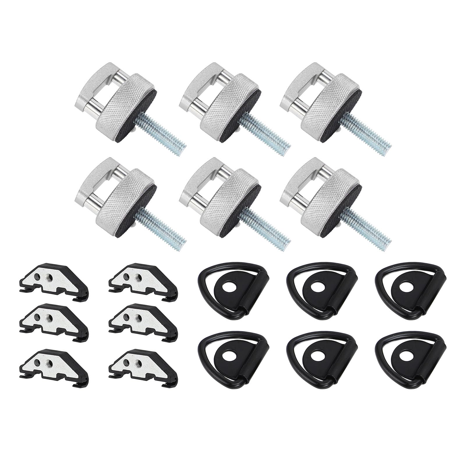 6 Sets Hardtop-Schrauben-Set, Hardtop-Schnellverschluss-Rändelschraube mit D-Ringen und Haltemutter aus Edelstahl für JK JL JT (SILVER)