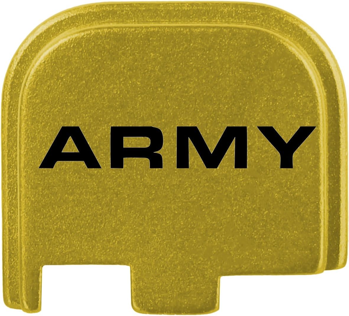 NDZ Performance Slide Cover Back Plate for Glock 43 43X 48 & PSA Dagger Micro – Aluminum Upgrade with Black Engraving – Army Text – Gold
