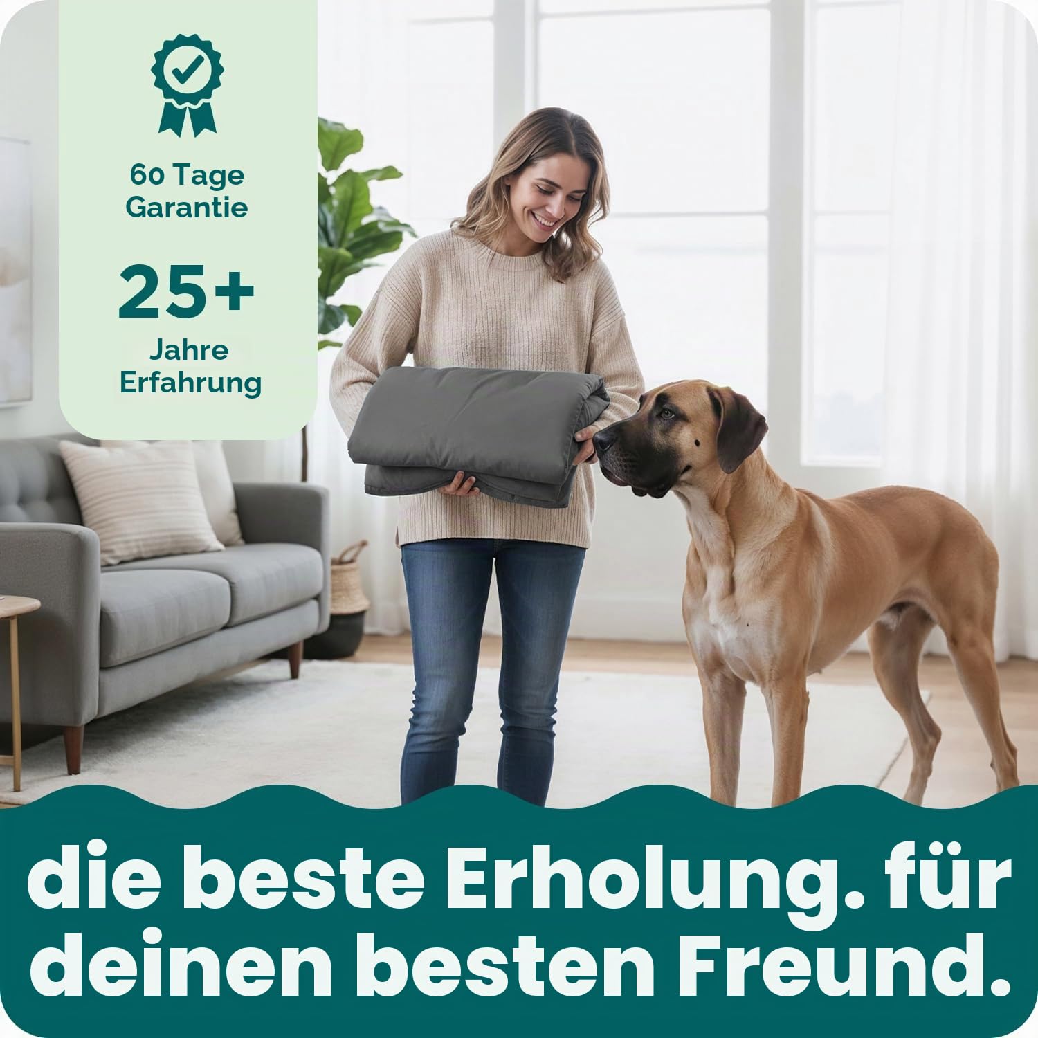 Furhaven Wasserabweisender Ersatzbezug für Hundebett, für drinnen und draußen, Logo-Druck, Steingrau, Größe L