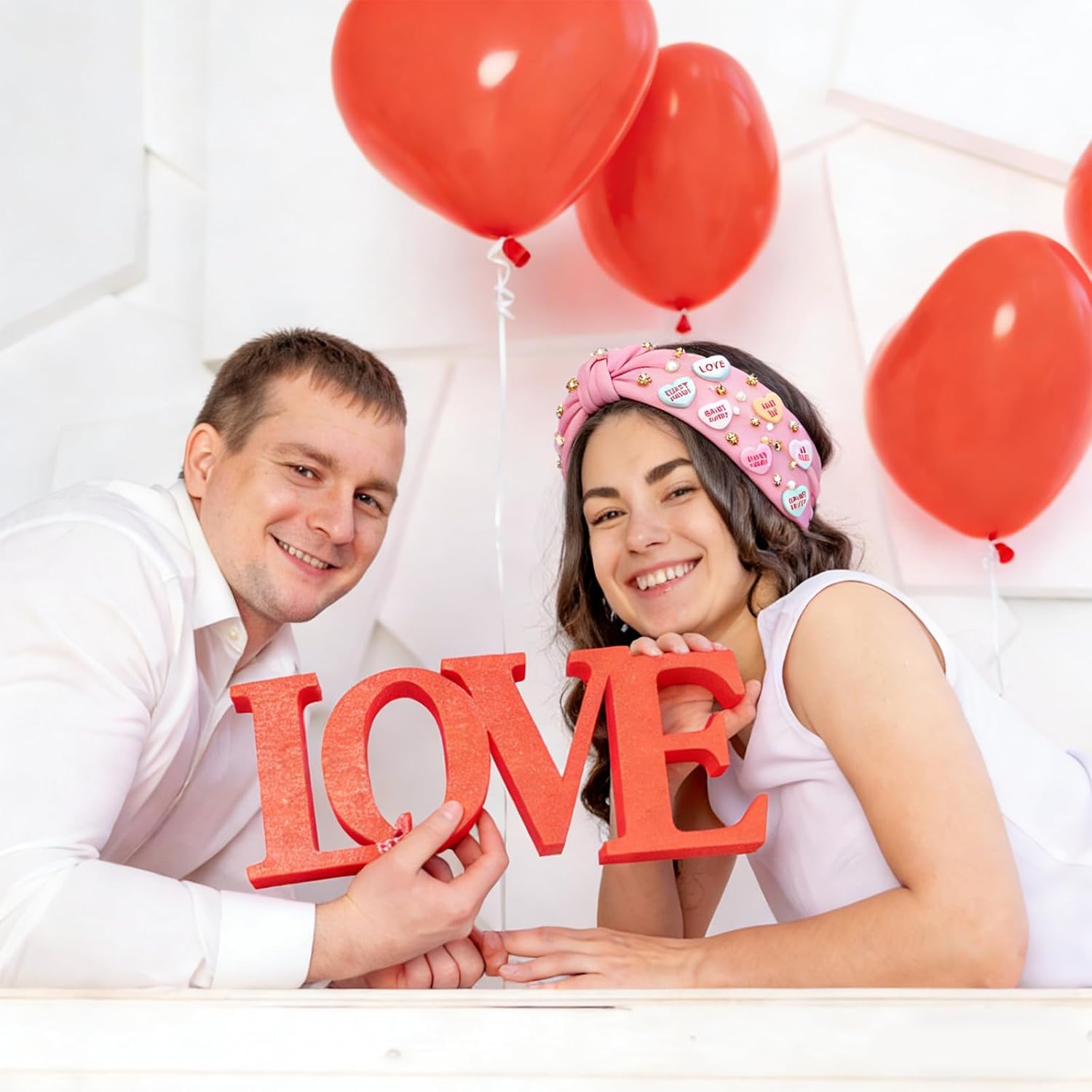 Valentine’s Day Headband for Women,Love Heart Hairband,Jeweled Knotted Hair Hoop,Wide Top Knot Headpiece,Embellished Crystal Rhinestone Head band,Valentine’s Day Hair Accessories Gifts - Image 6