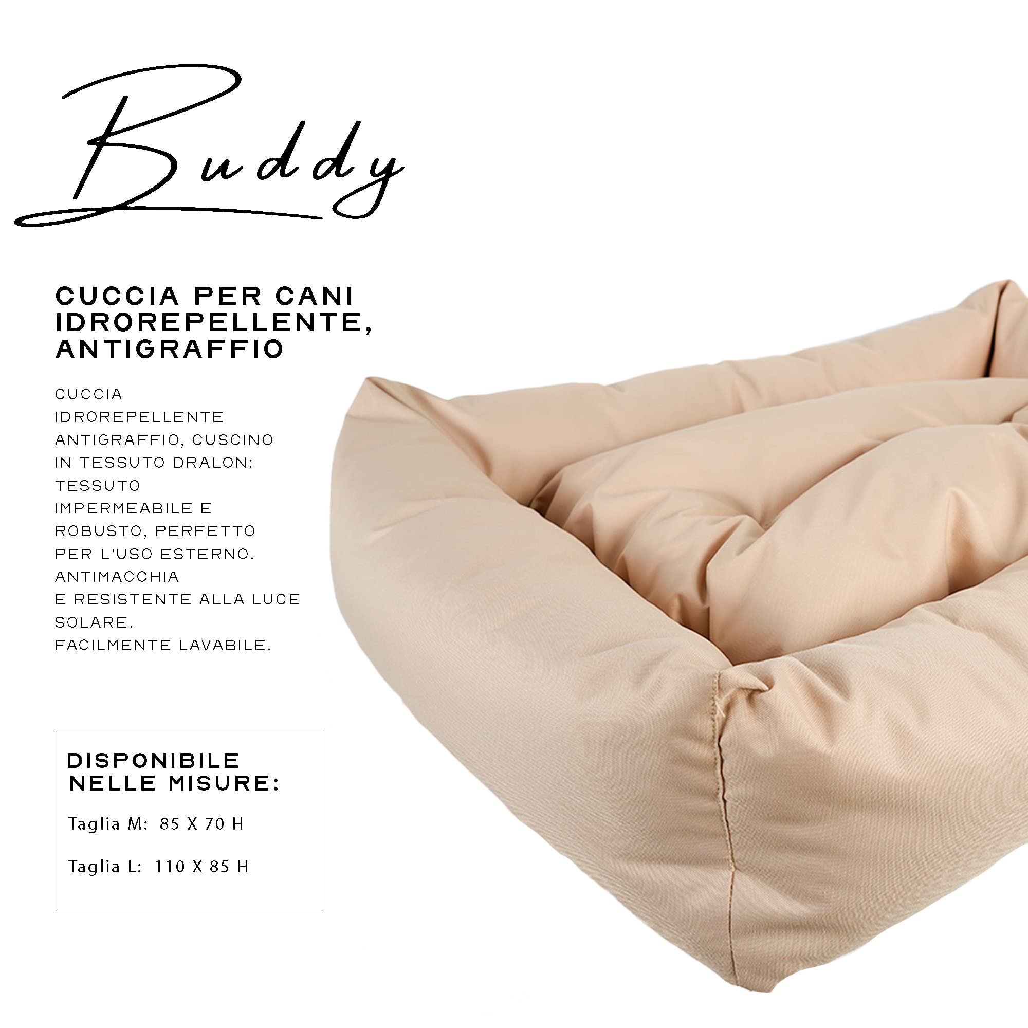 Cuccia per cani idrorepellente antigraffio Ligo Buddy 70x65 cm Beige