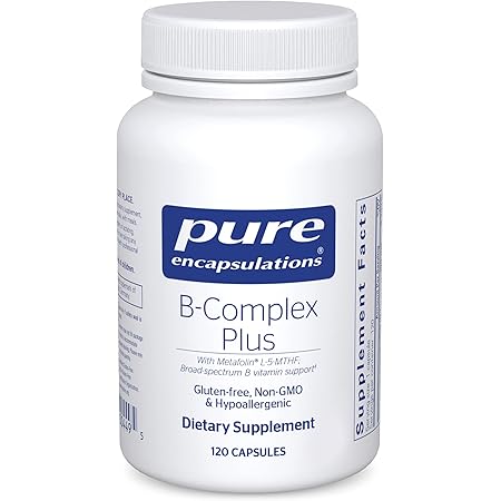 Pure Encapsulations B-Complex Plus | B Vitamins Supplement to Support Red Blood Cell Growth, Neurological and Psychological Health, Cardiovascular Health, Energy Levels, and Eye Sight* | 120 Capsules