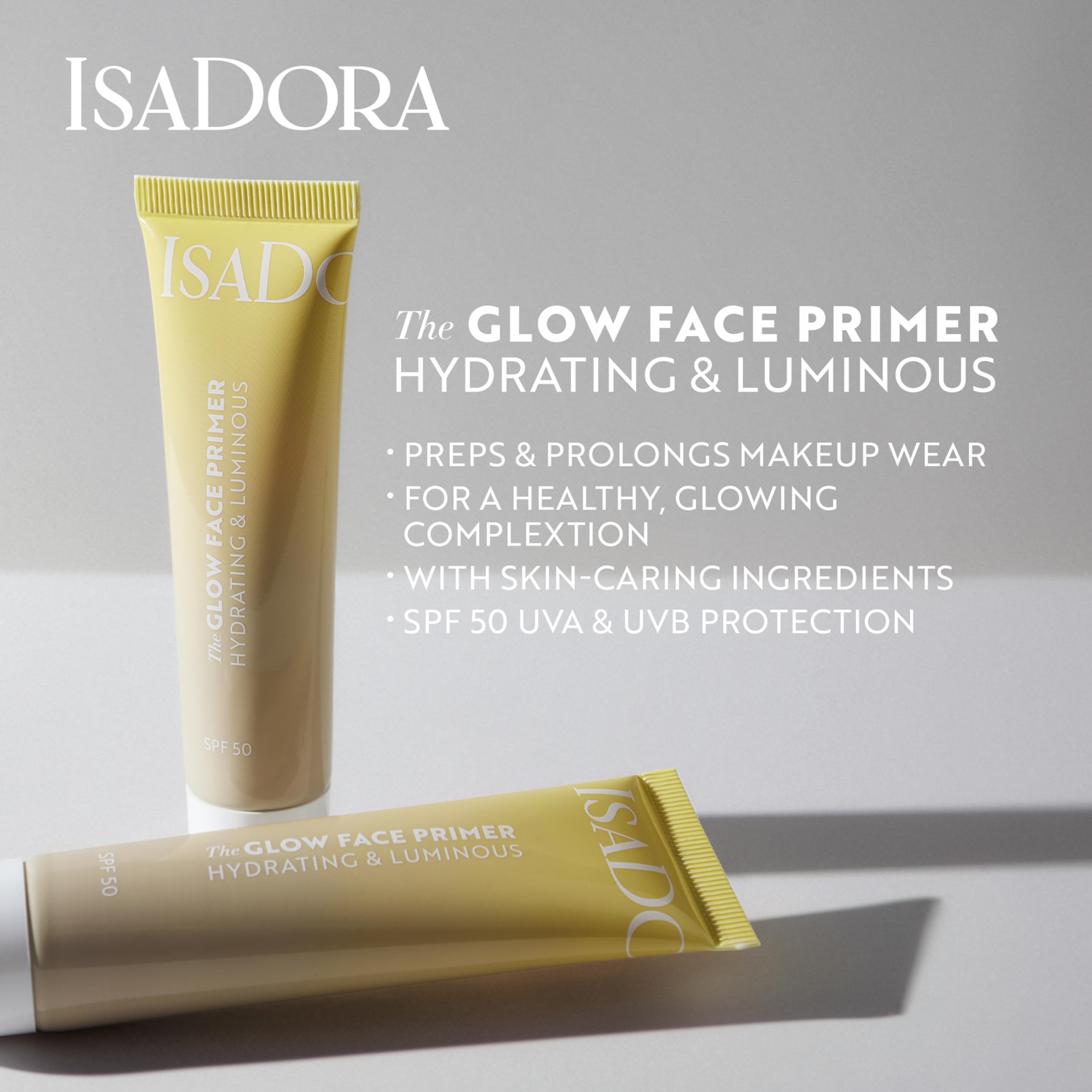 Isadora The Glow Make-Up Primer | Bereitet die Haut für ein lang anhaltendes, makelloses Make-up vor | Vegan, Tierversuchsfrei (The Glow Face Primer, 30 ml)