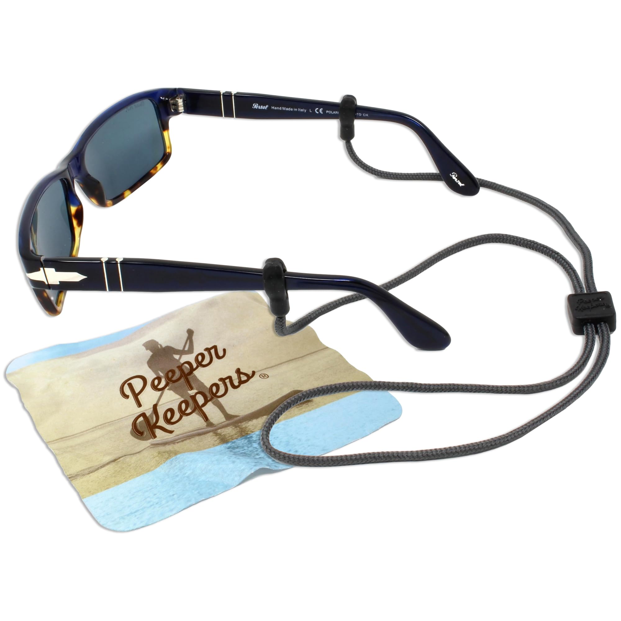 Eyeglass Retainer &amp; Sunglass Holder Supercord Adjustable w/Microfiber Cloth