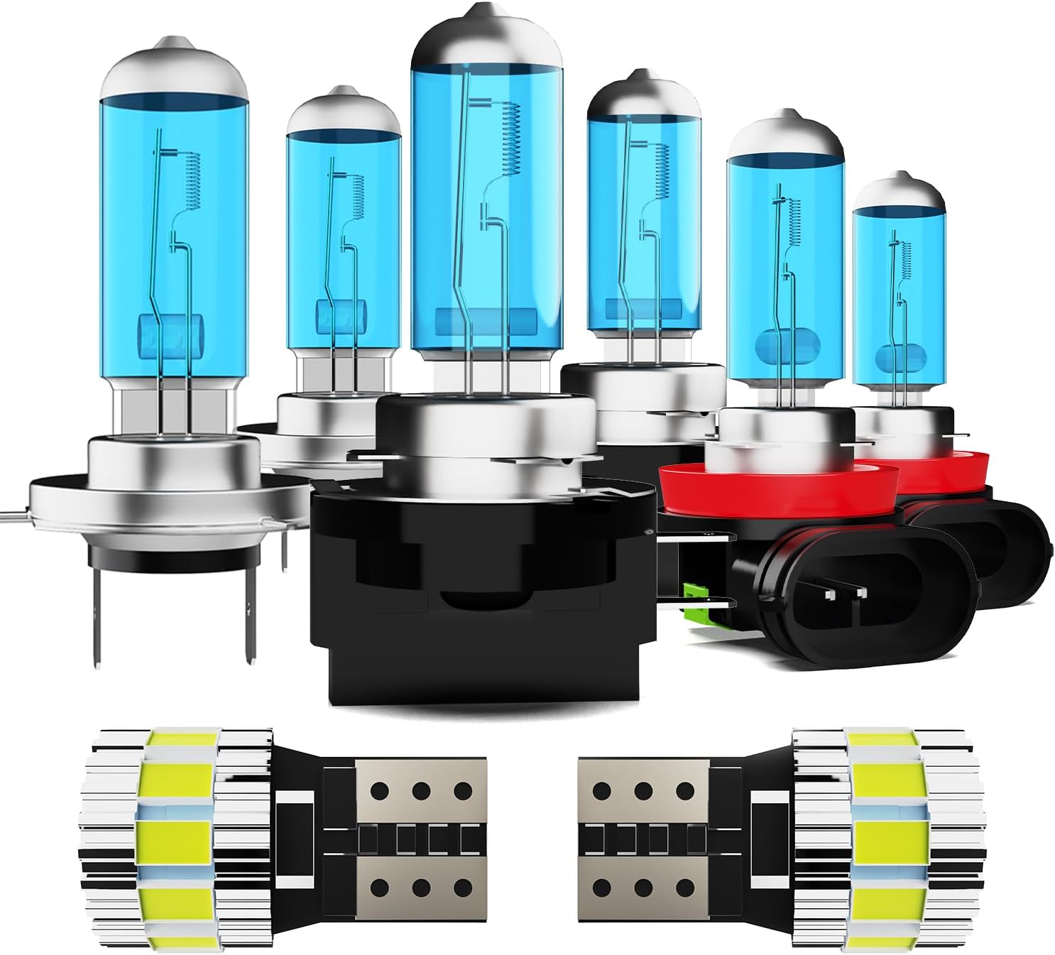 Light Bulbs Fit For Hyundai Santa Fe 2007-2008, High Performance Halogen Headlight Bulb And License Plate Lights Combo, H7 H7 880 High Low Beam Fog Lights, 6000K White Light, Pack of 8