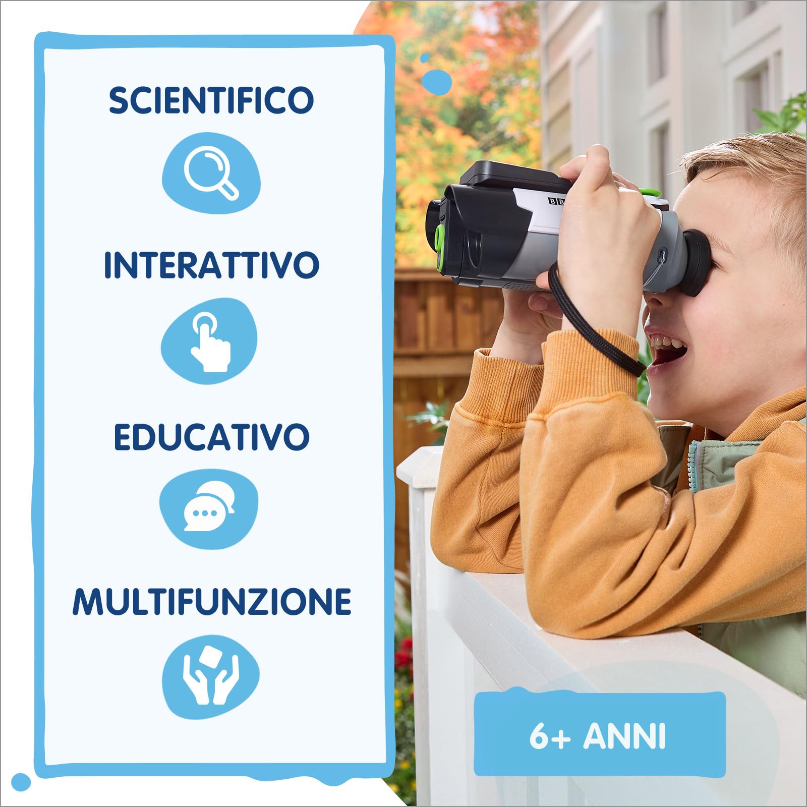 VTech Video Binocolo Interattivo, Binocolo Bambini con 6 Modalità di Gioco, Schermo LCD a Colori, Oltre 700 Contenuti BBC Integrati, Visione Notturna, Lingua Italiana, Batterie Incluse, 5-12 Anni