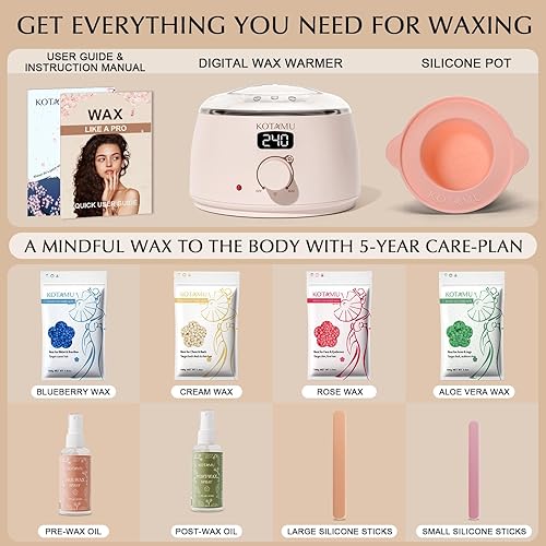 Miniatura 20 de KOTAMU Kit de depilación digital negra para mujeres y hombres, piel sensible, olla de cera dura para cejas, cara, piernas, axilas, depilación suave