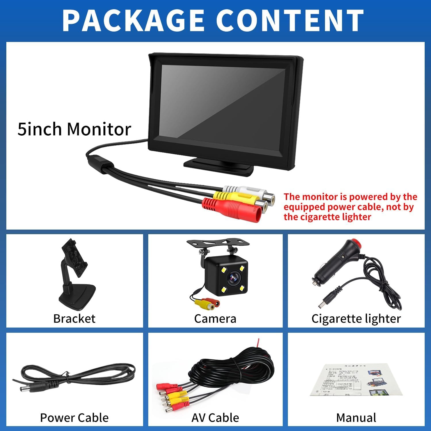 5 Zoll HD Auto LCD Monitor mit 4LED Nachtsicht Wasserdicht Rückfahrkamera Rückfahrsystem