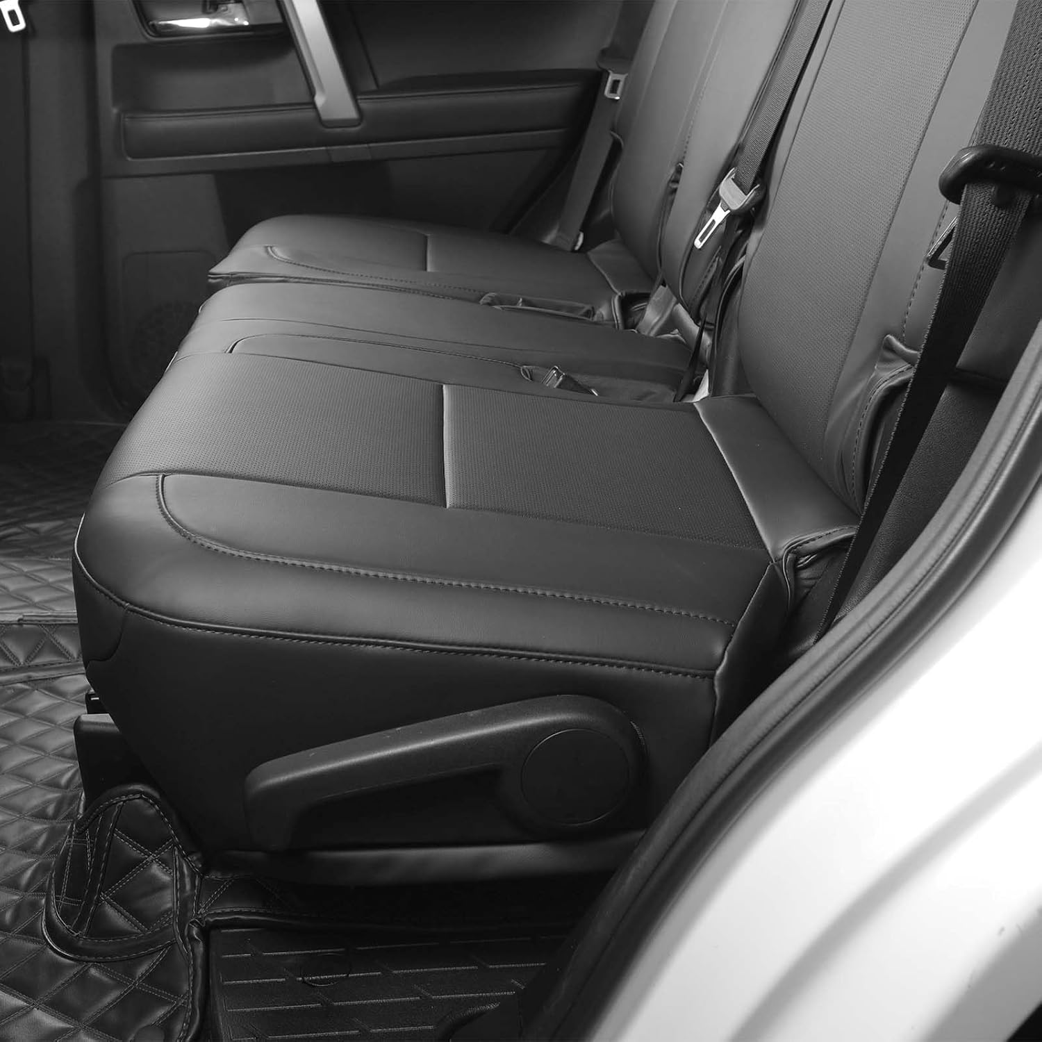 Custom Fit for Toyota 4Runner 2011-2024 2 Rows 5 Seats Models Seat Covers Full Coverage Faux Leather Waterproof and Airbag Compatible(Black)